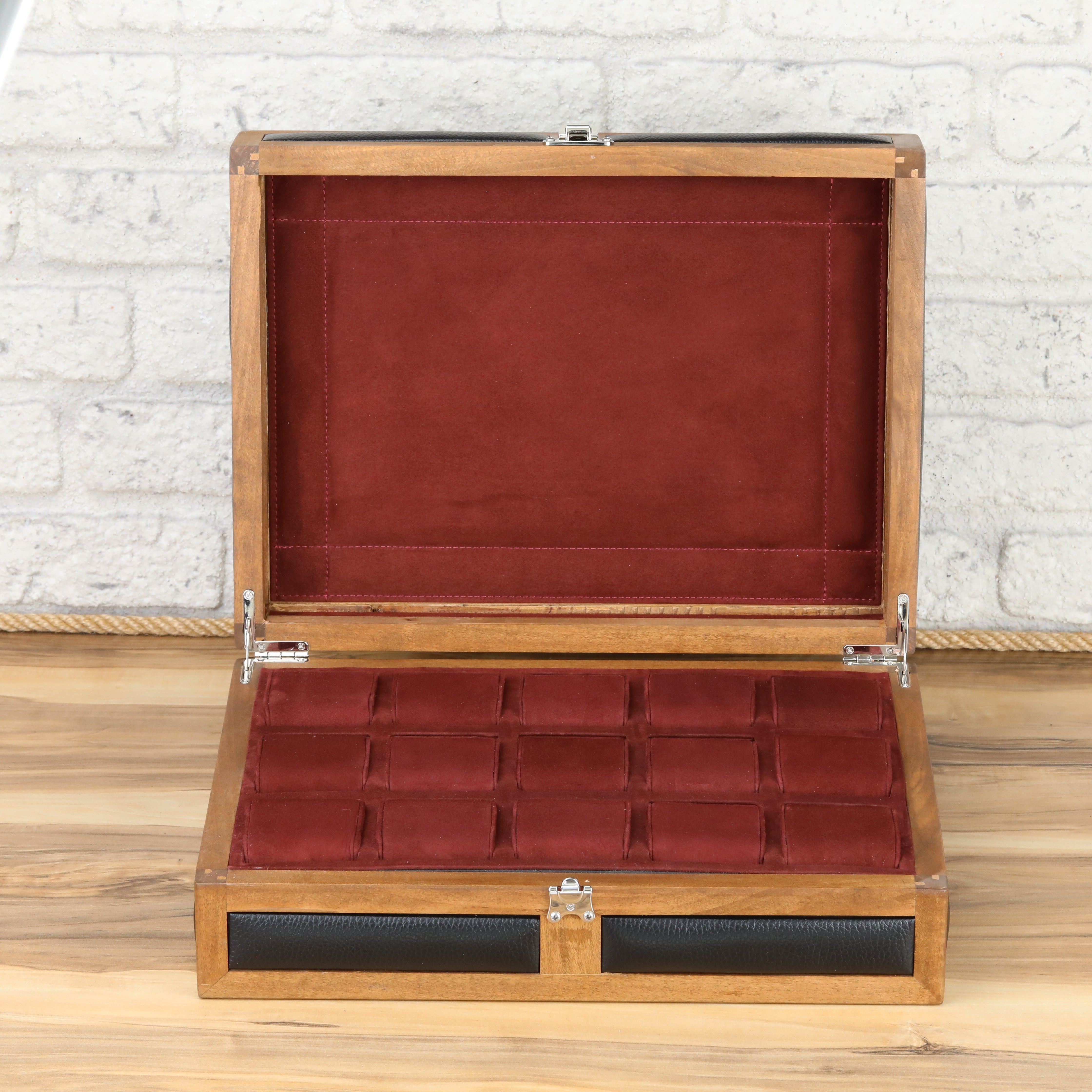Heritage Wooden Watch Box for 15  / Black