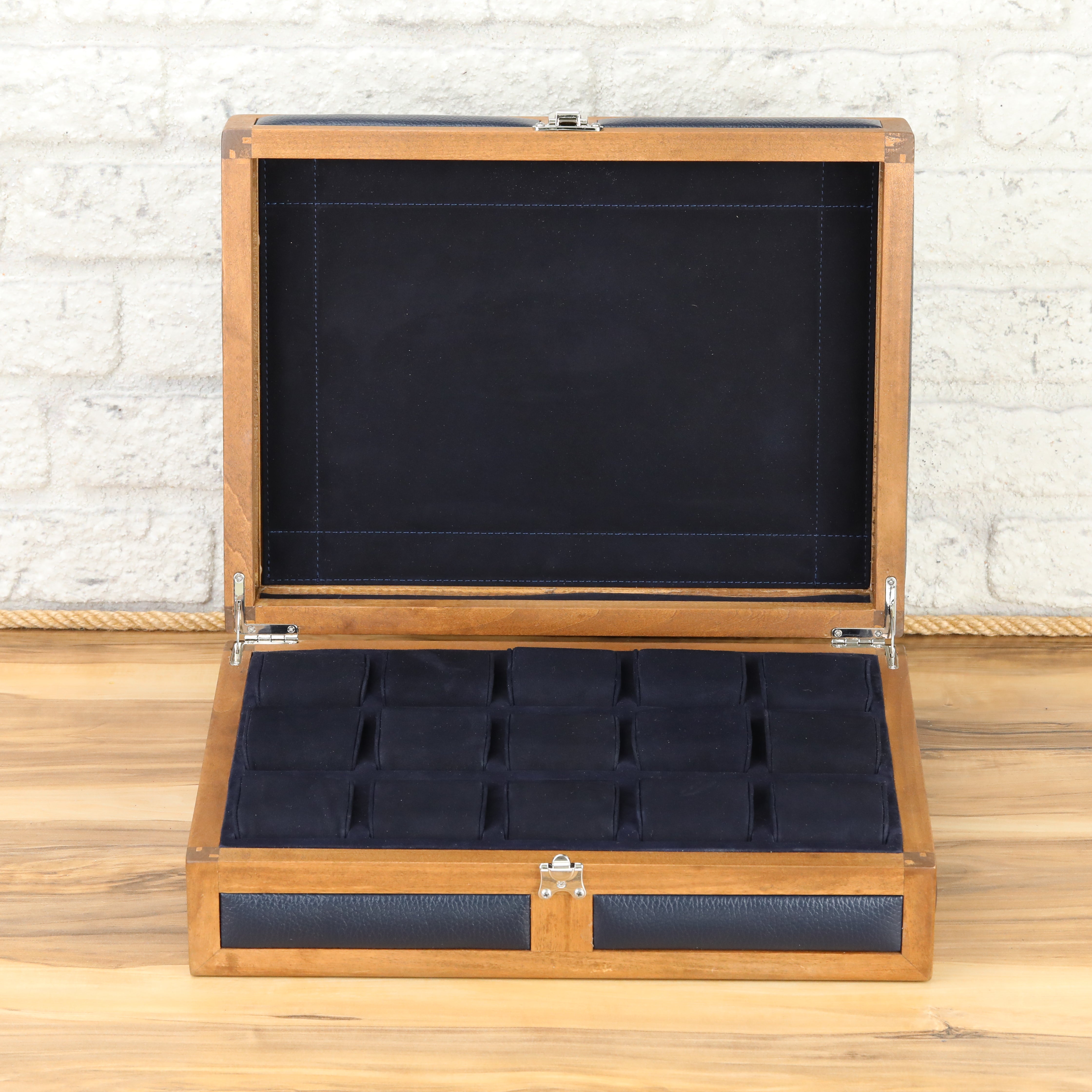 Heritage Wooden Watch Box for 15 / D.Blue
