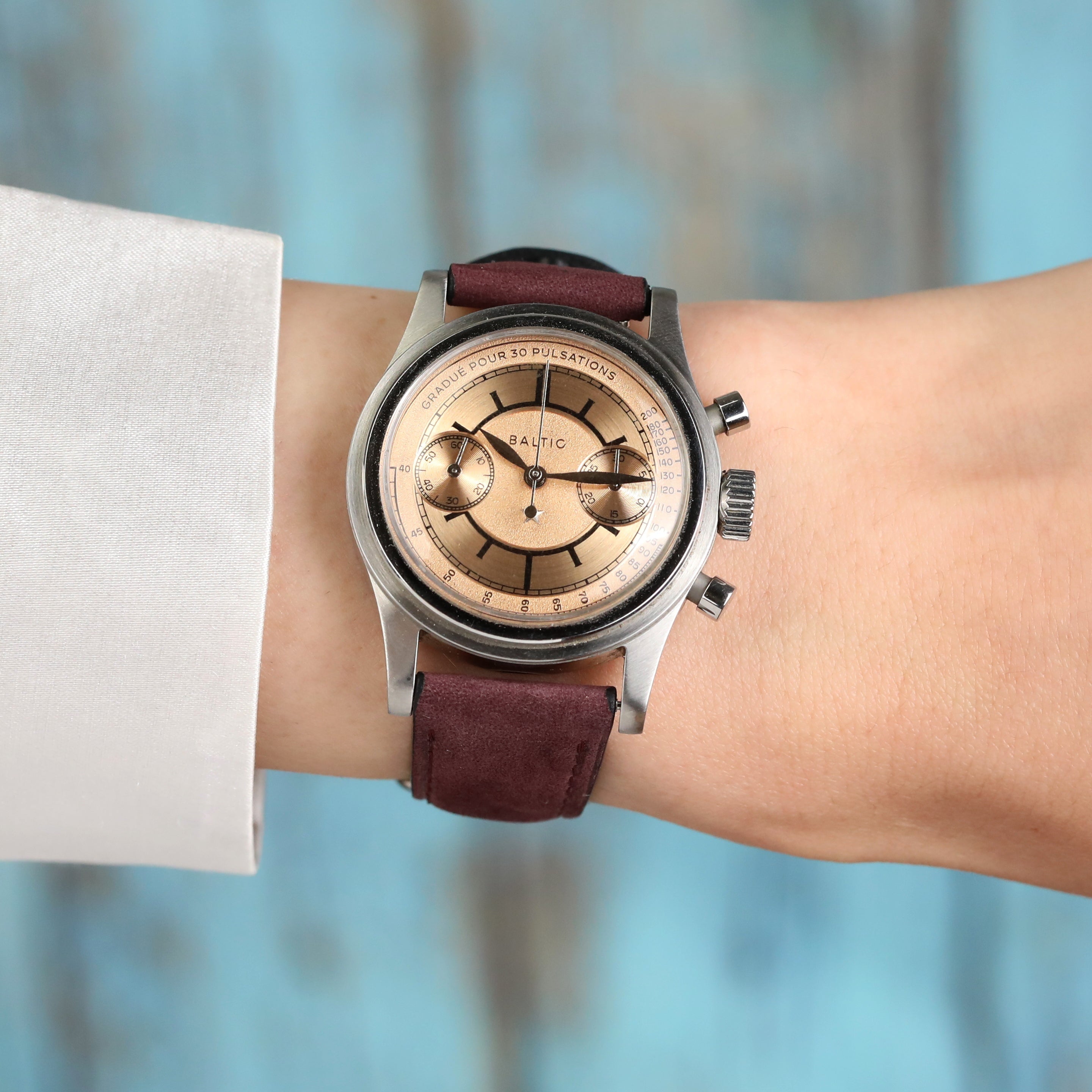 Nubuck Leather Strap - Burgundy