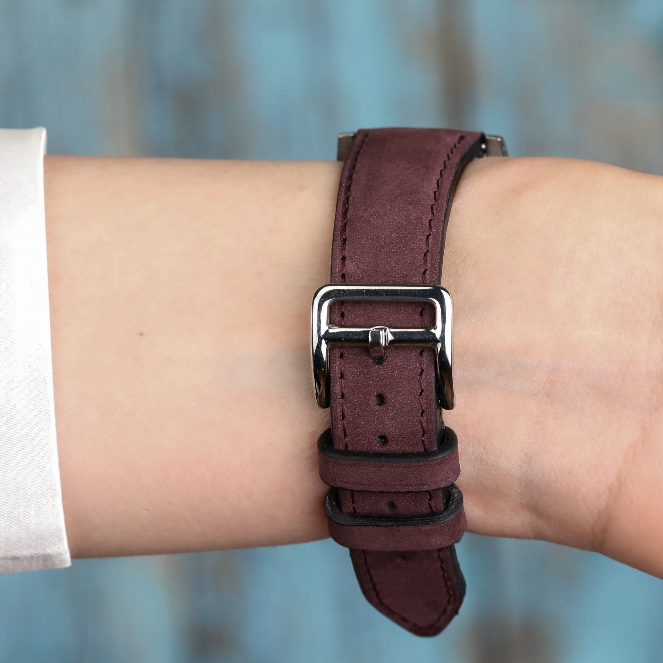 Nubuck Leather Strap - Burgundy