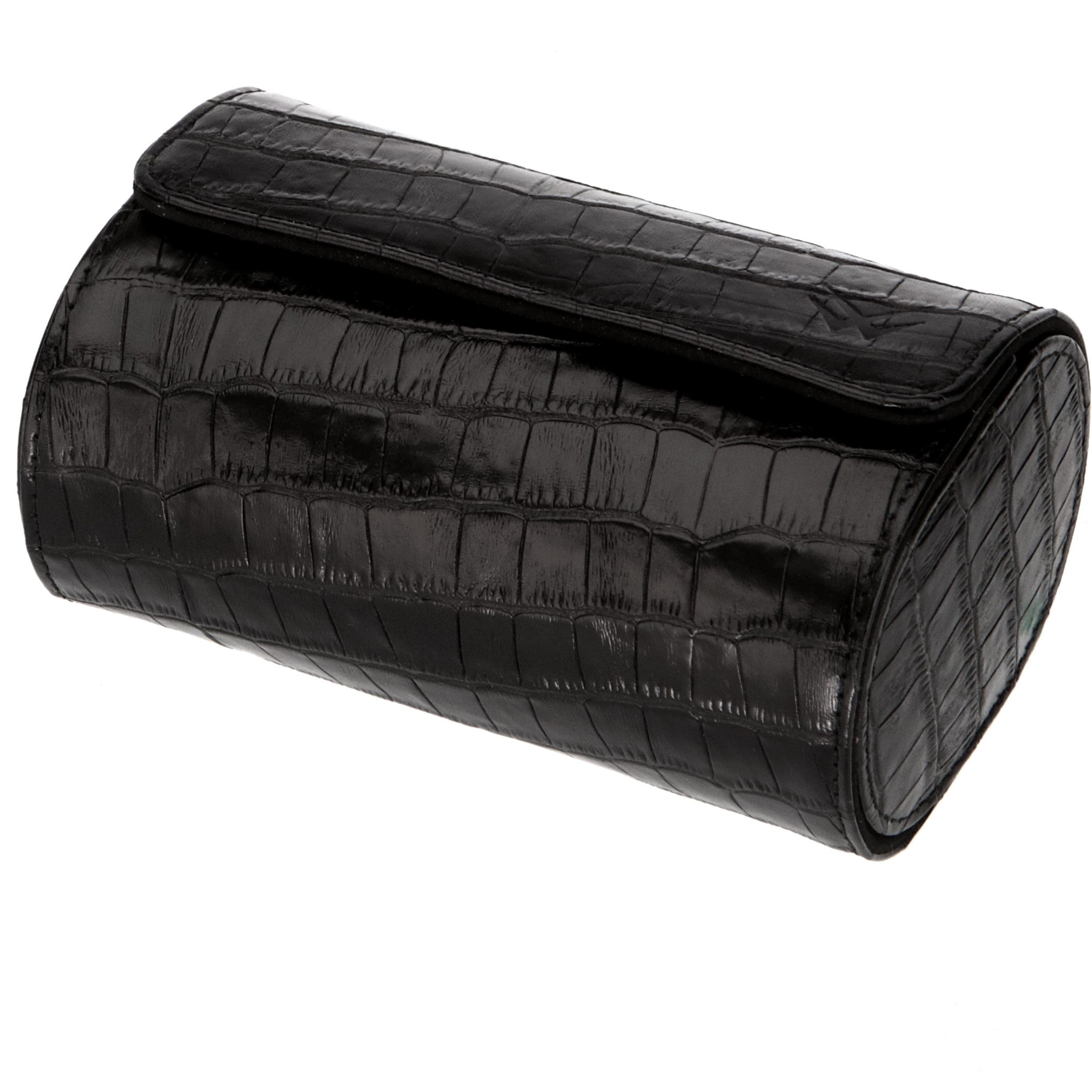 Lusse Leather Watch Roll for 2 - Black