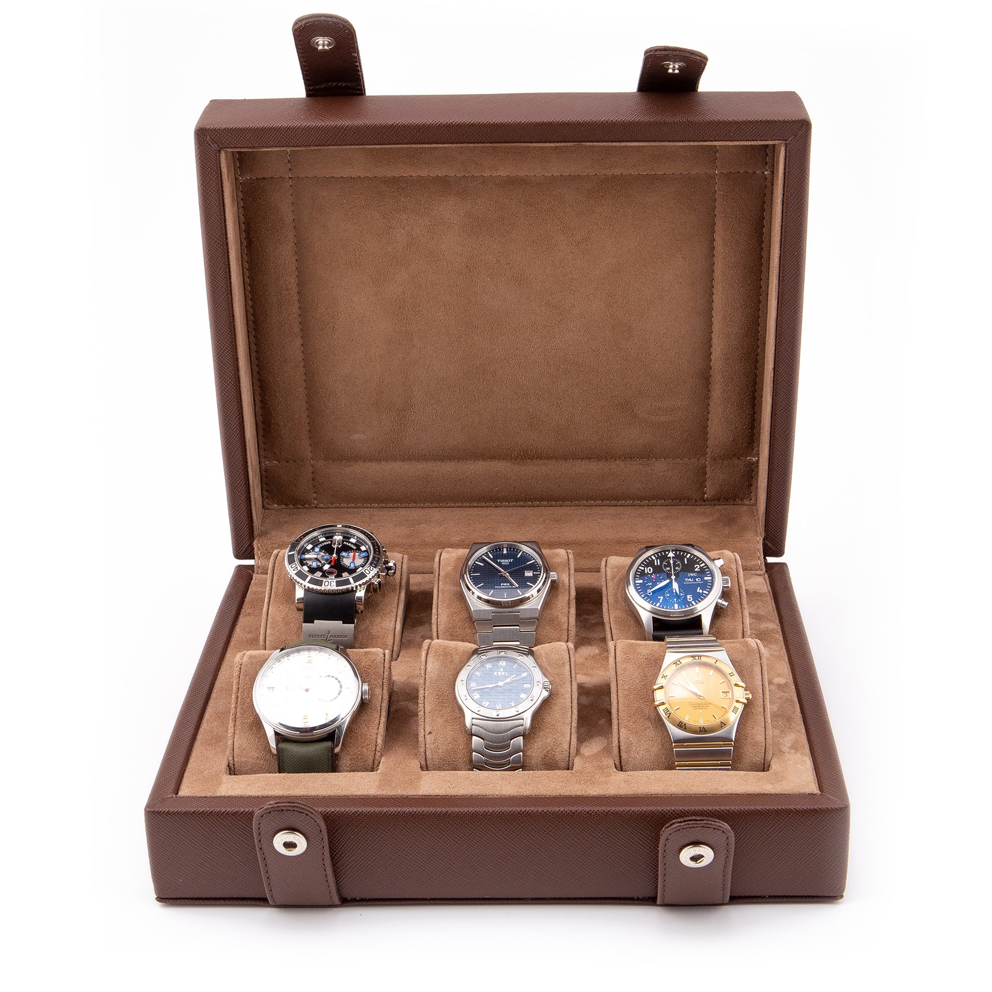 Leather Watch Box for 6 / Brown