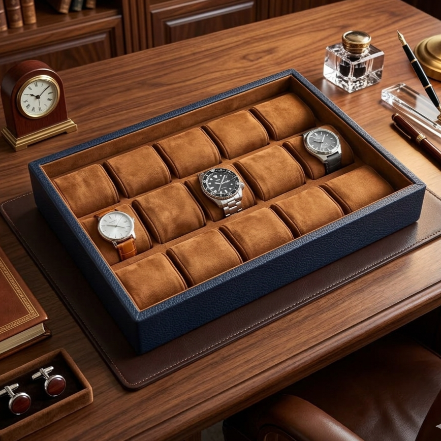 Leather Watch Box for 15  / D. Blue