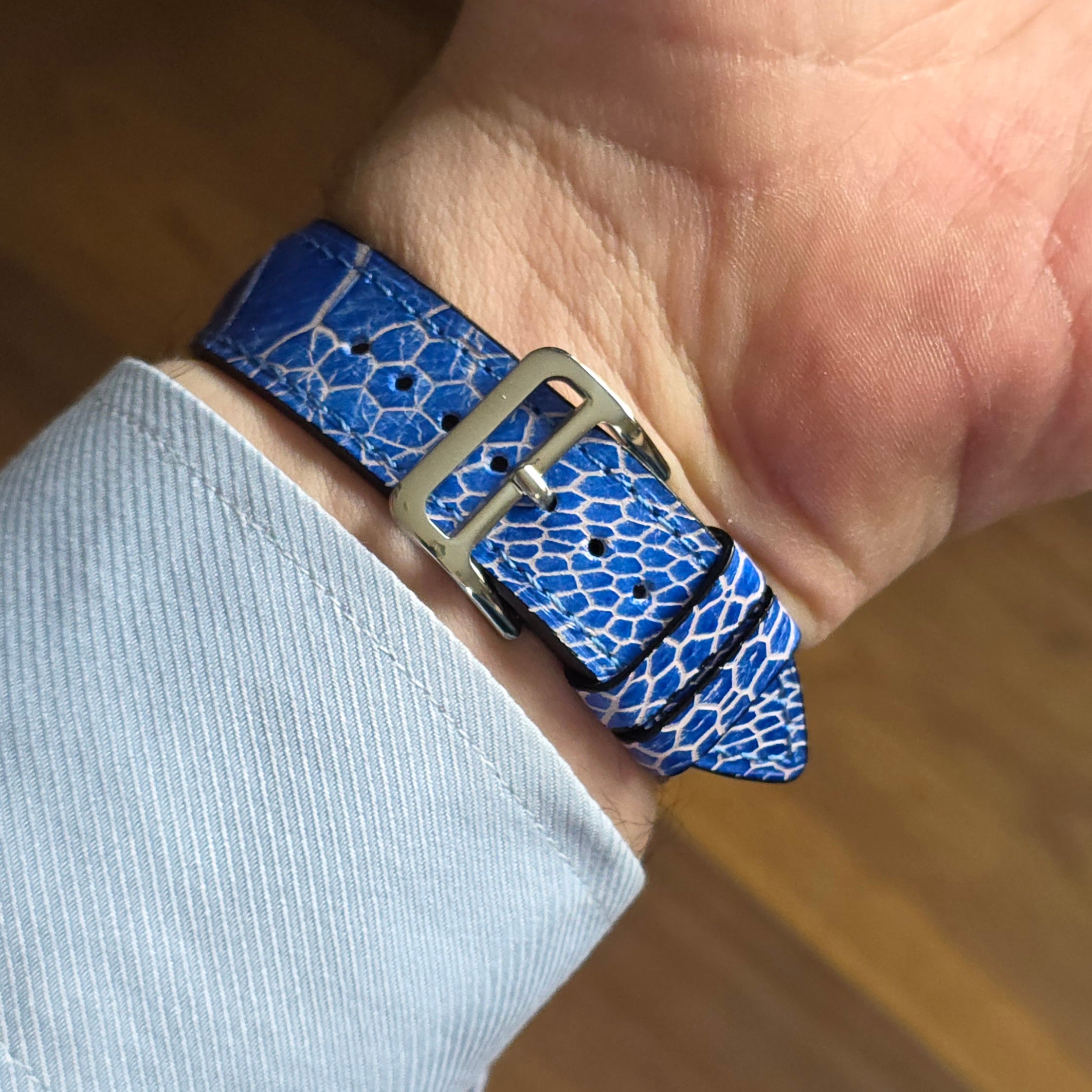 Ostrich Leather Strap - Blue