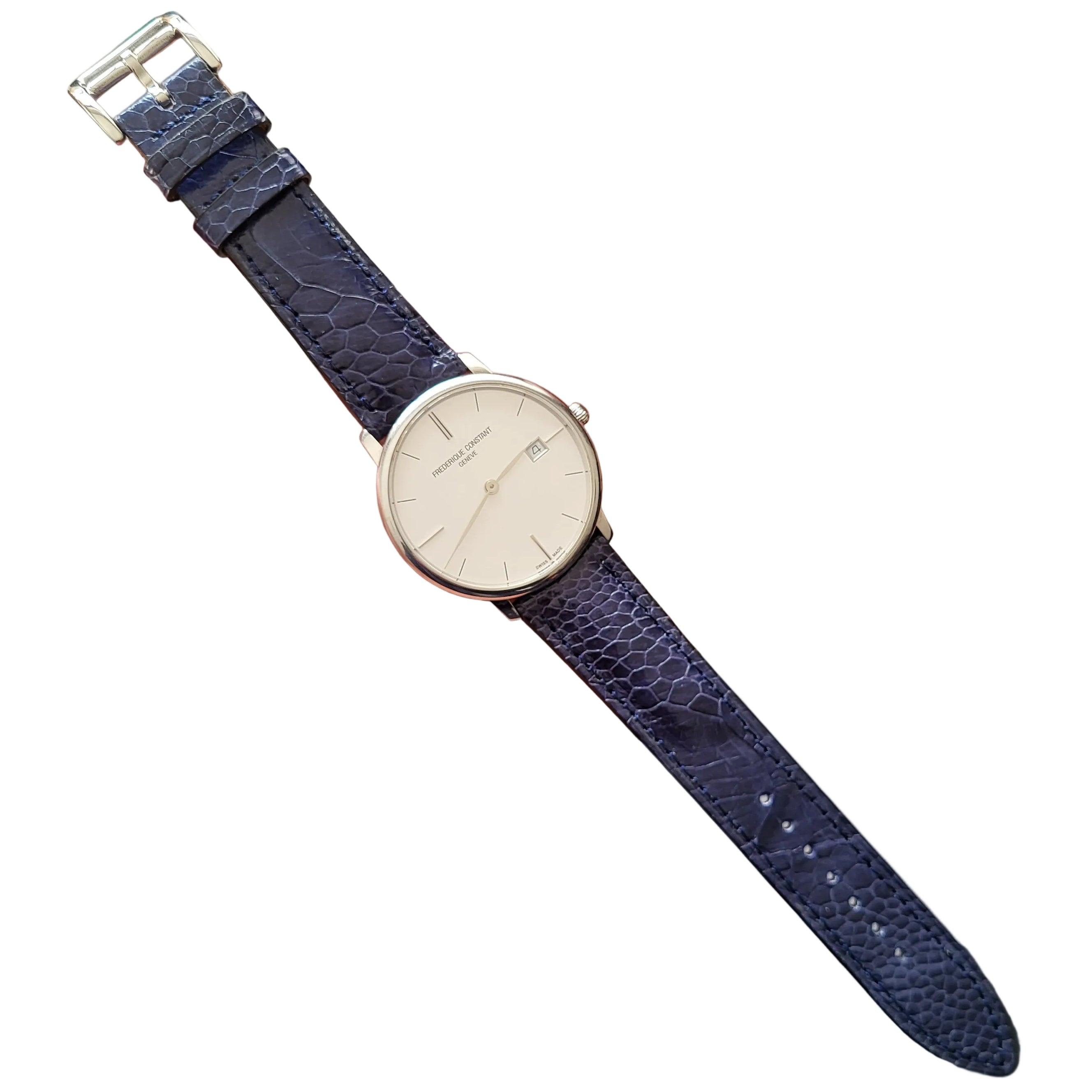 Ostrich Leather Strap -  D. Blue