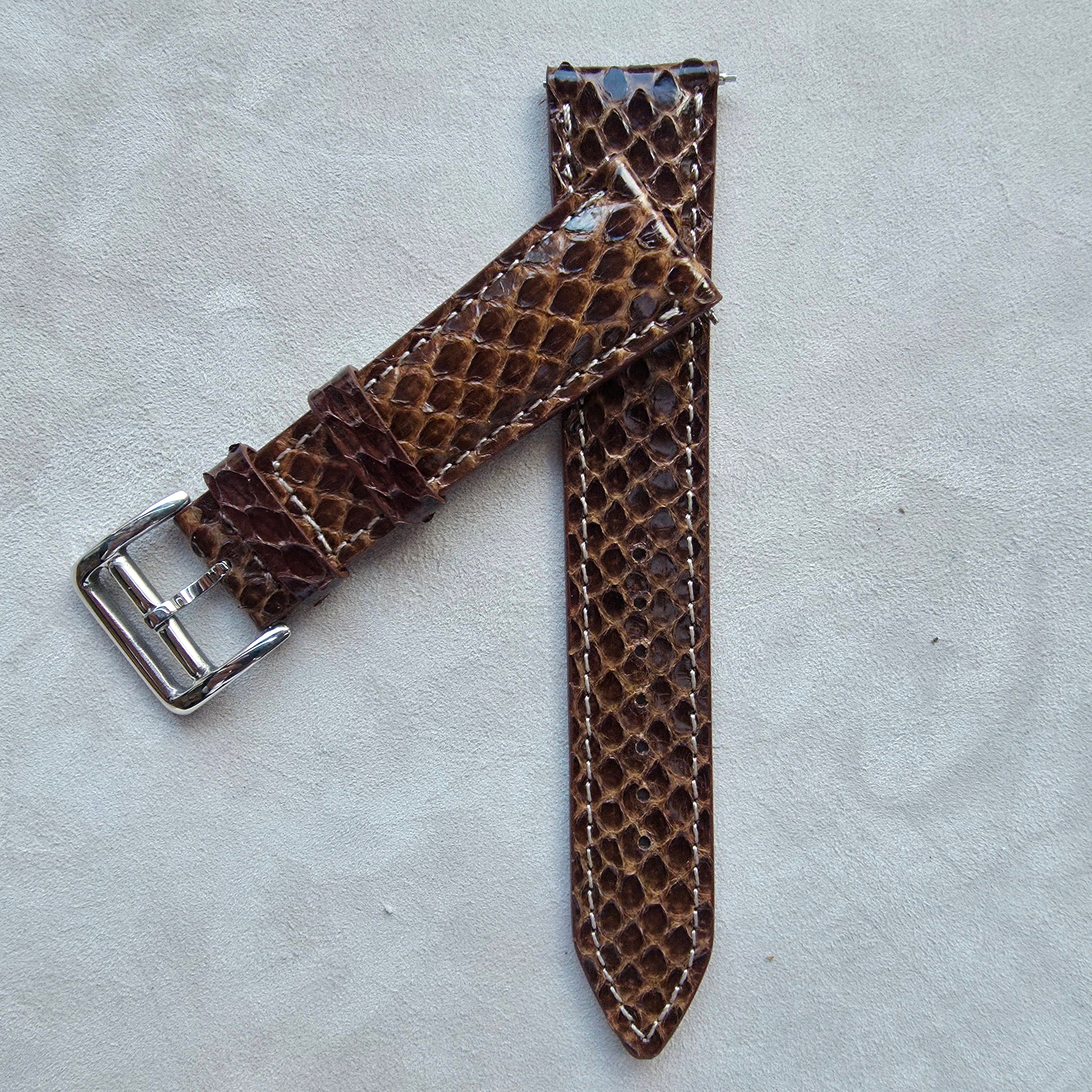 Snakeskin Leather Watch Strap / Brown