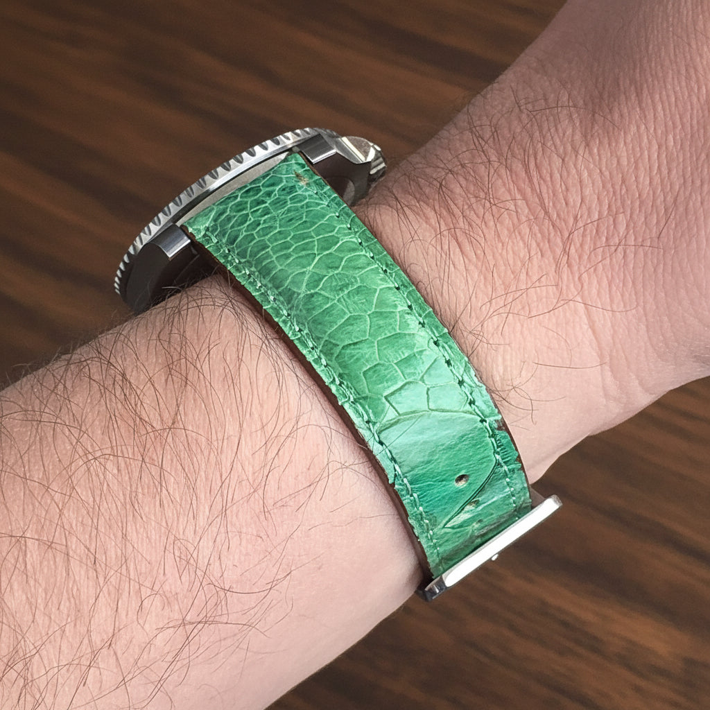 Ostrich Leather Strap - Green