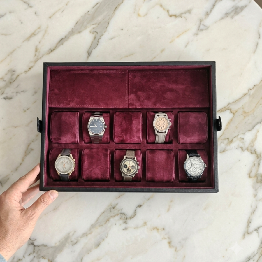 Garde-Temps Leather Watch Box for 10 / Black