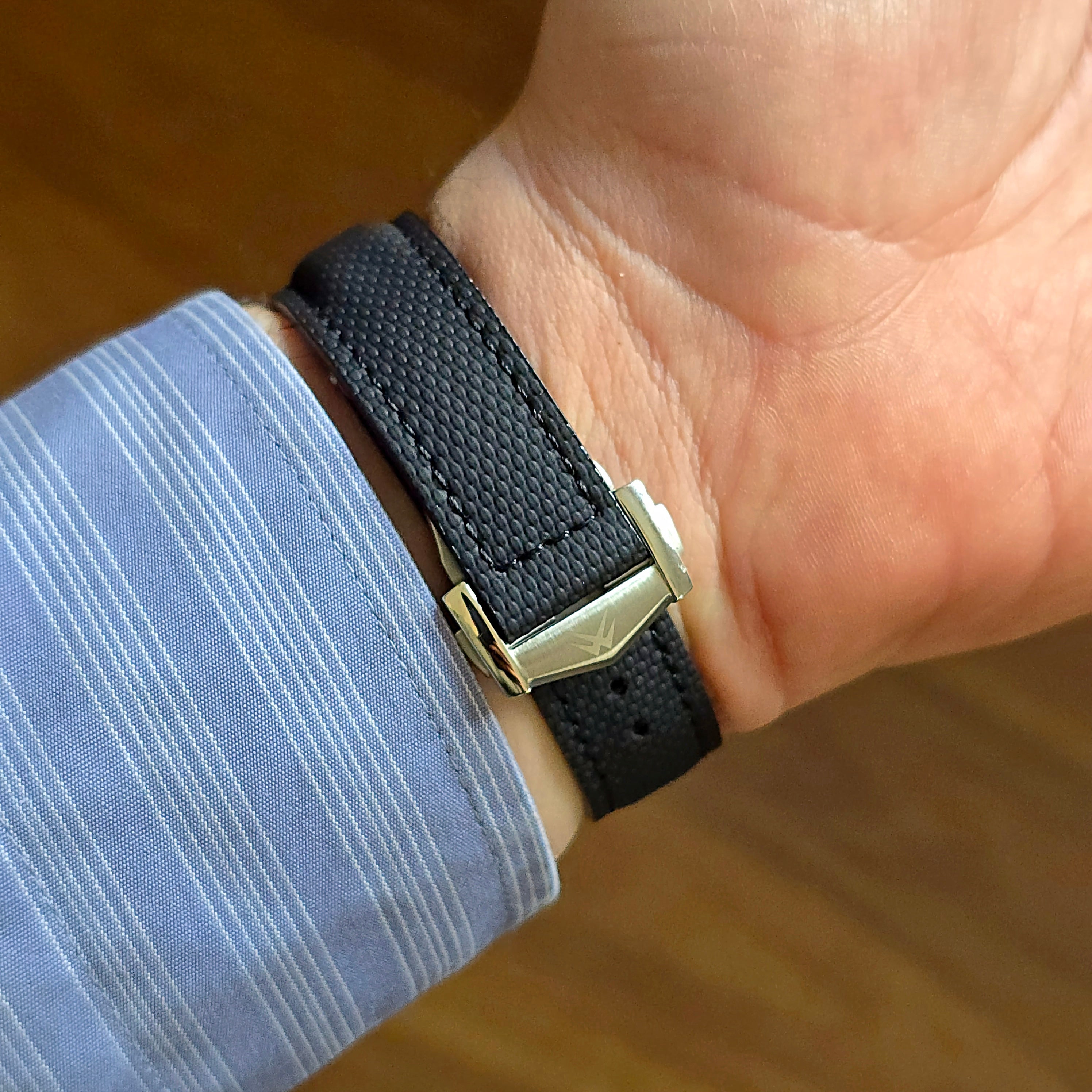Sailcloth FKM Rubber Strap with Deployment Clasp - Black