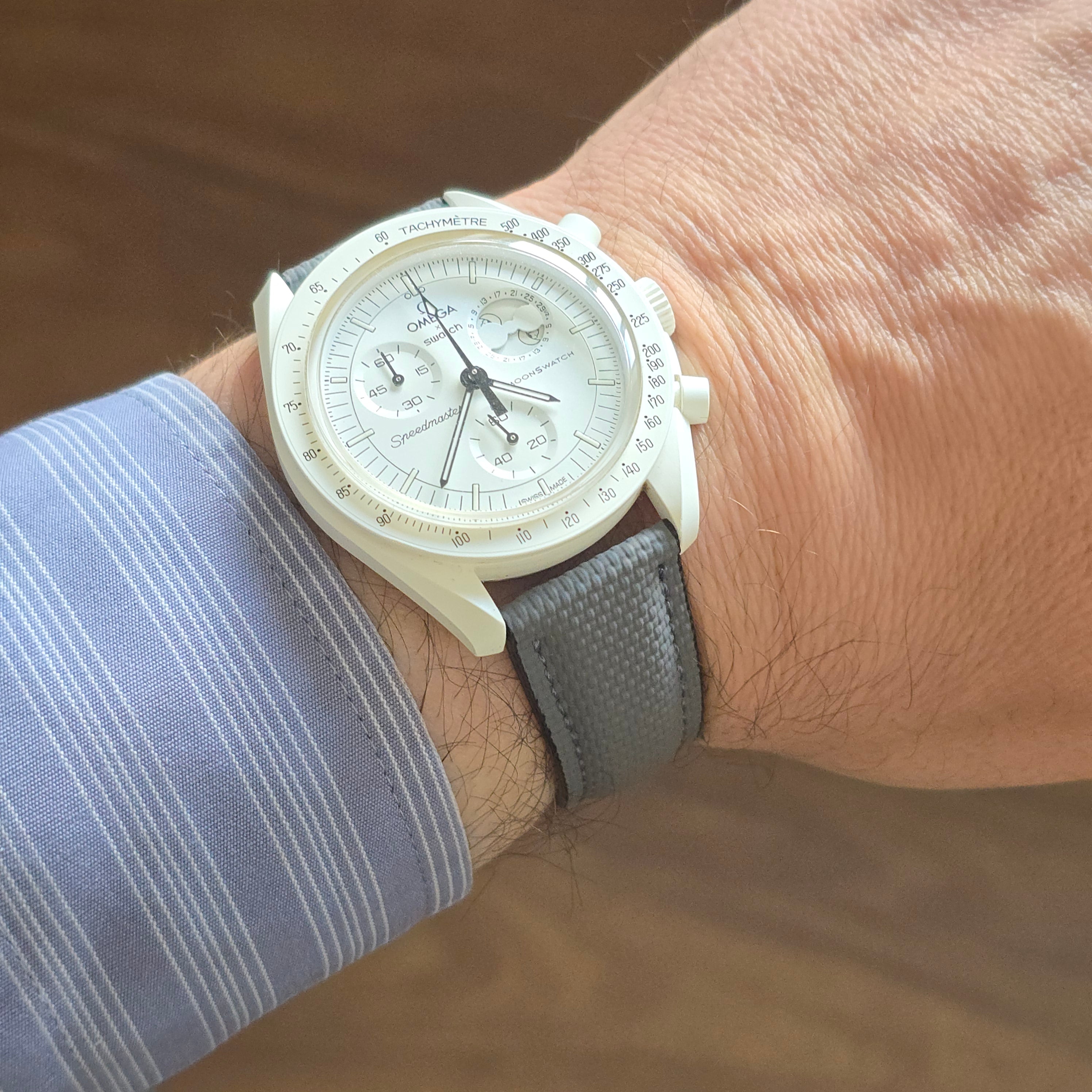Sailcloth FKM Rubber Watch Strap with Deployment Clasp - Grey