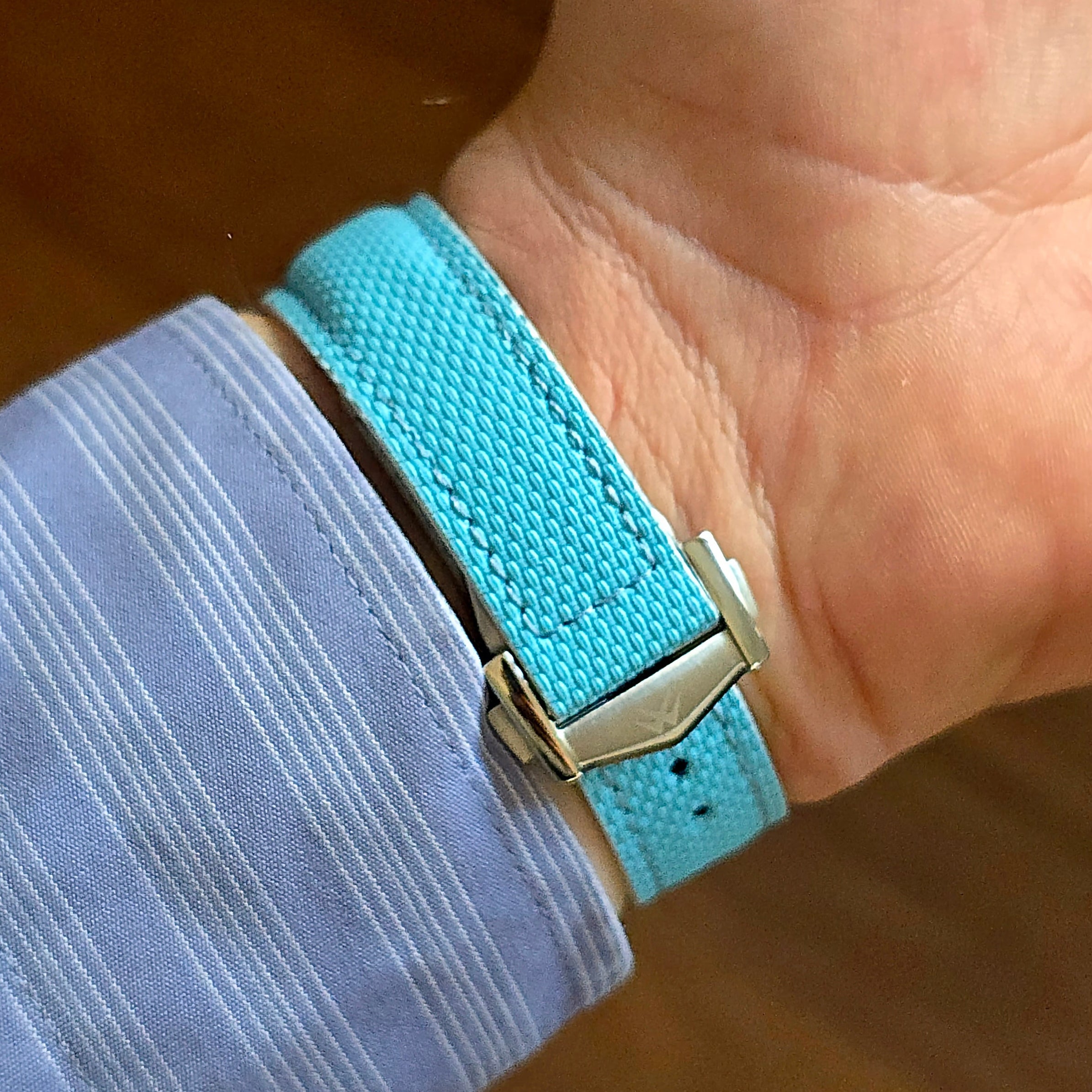 Sailcloth FKM Rubber Strap with Deployment Clasp - Blue