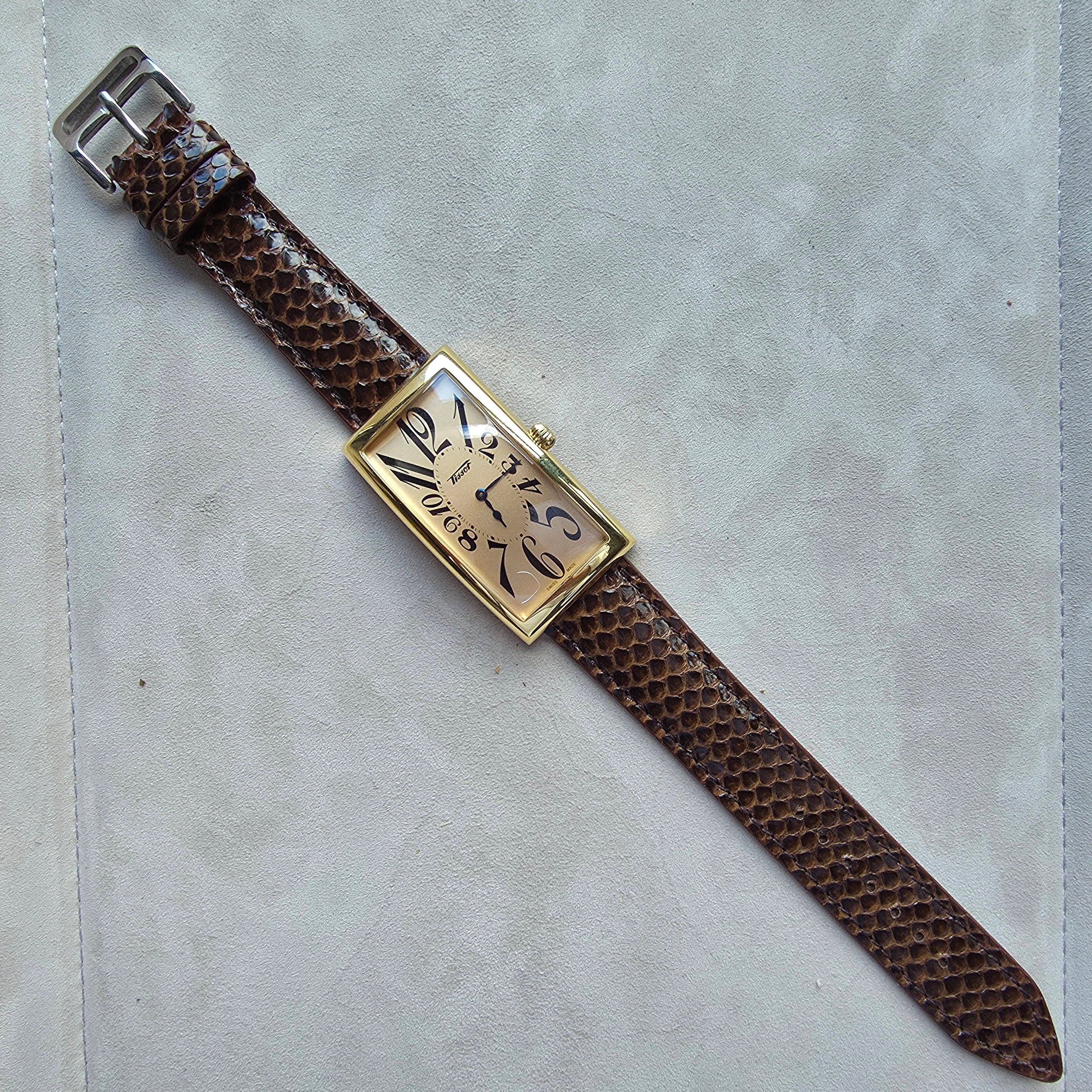 Snakeskin Leather Watch Strap / Brown