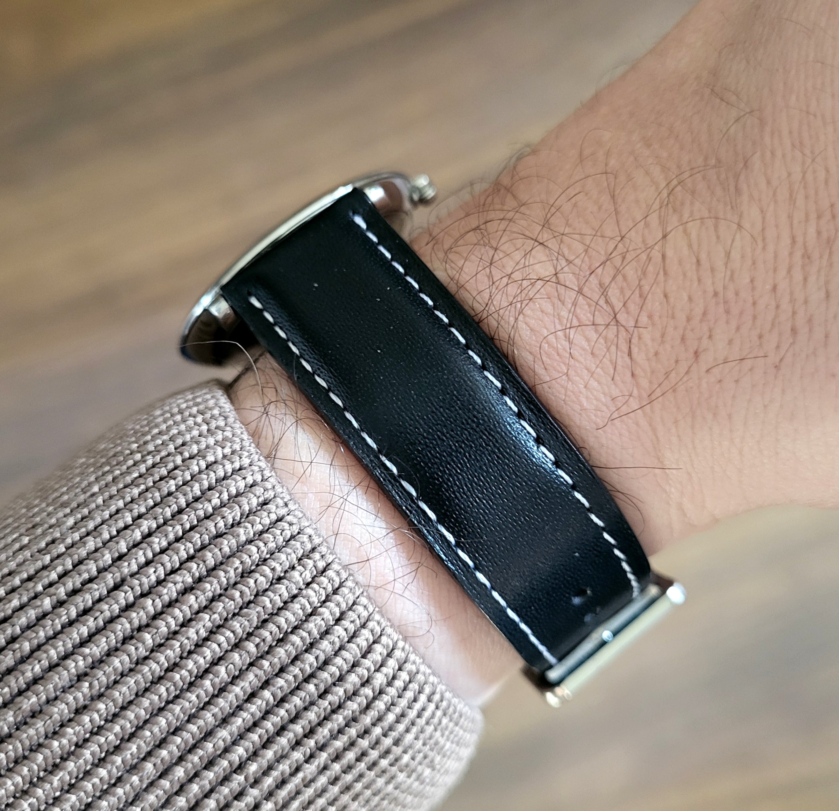 Napa Leather Strap - Black - White