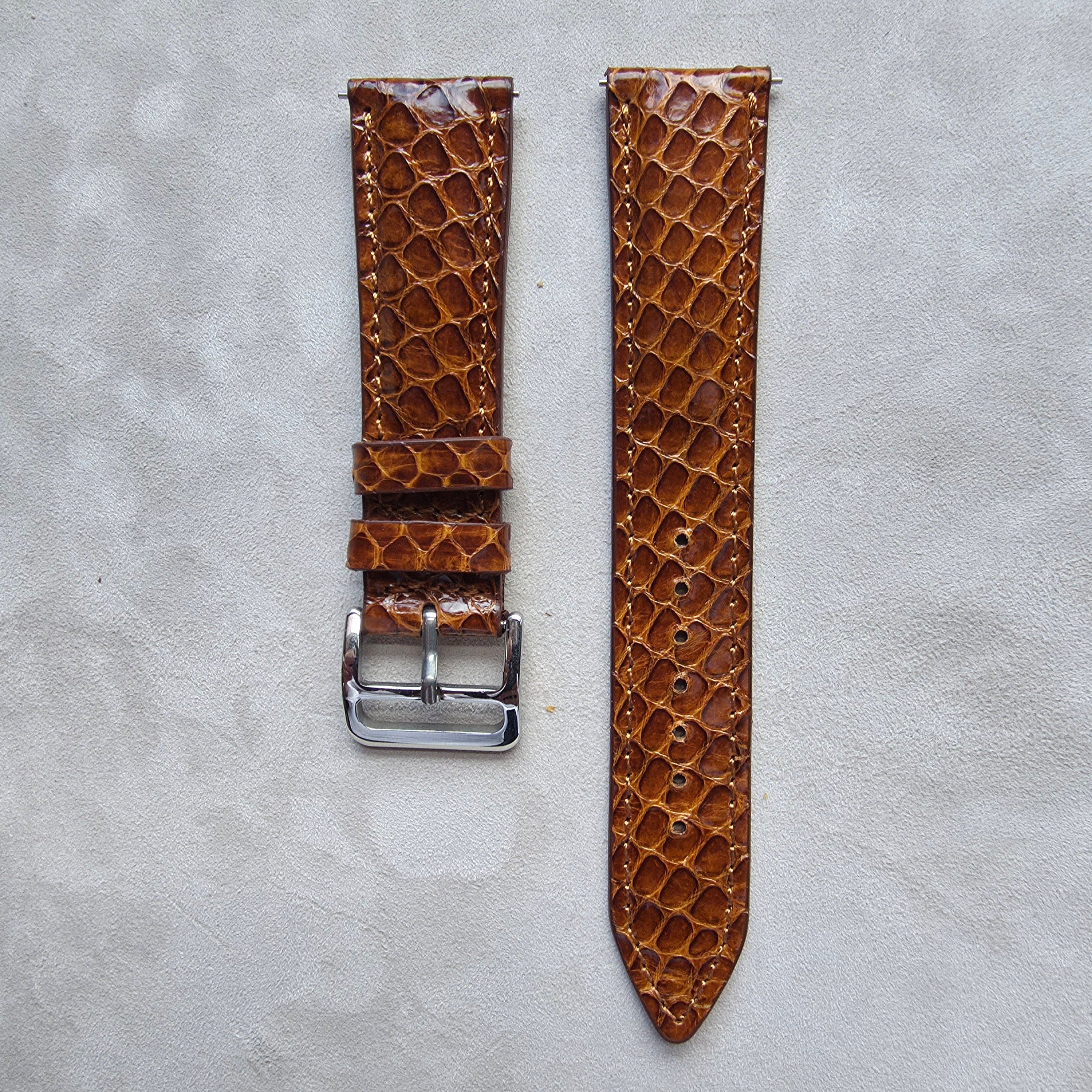 Snakeskin Leather Watch Strap / Tan