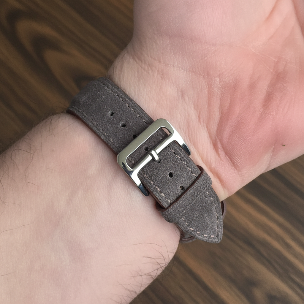 Suede Leather Strap - Anthracite