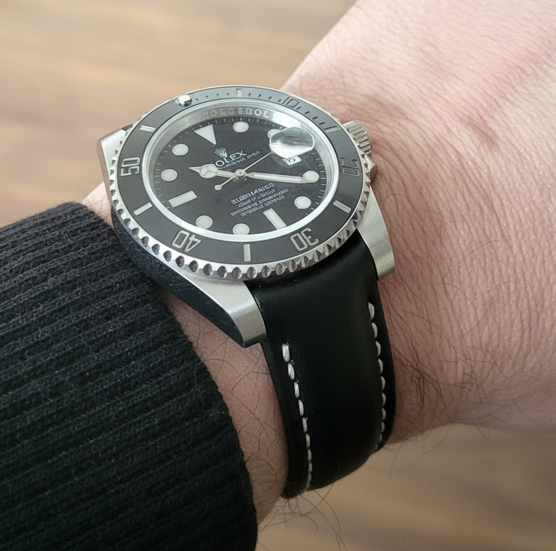 Submariner / Datejust / Explorer Compatible Leather Watch Strap / Black