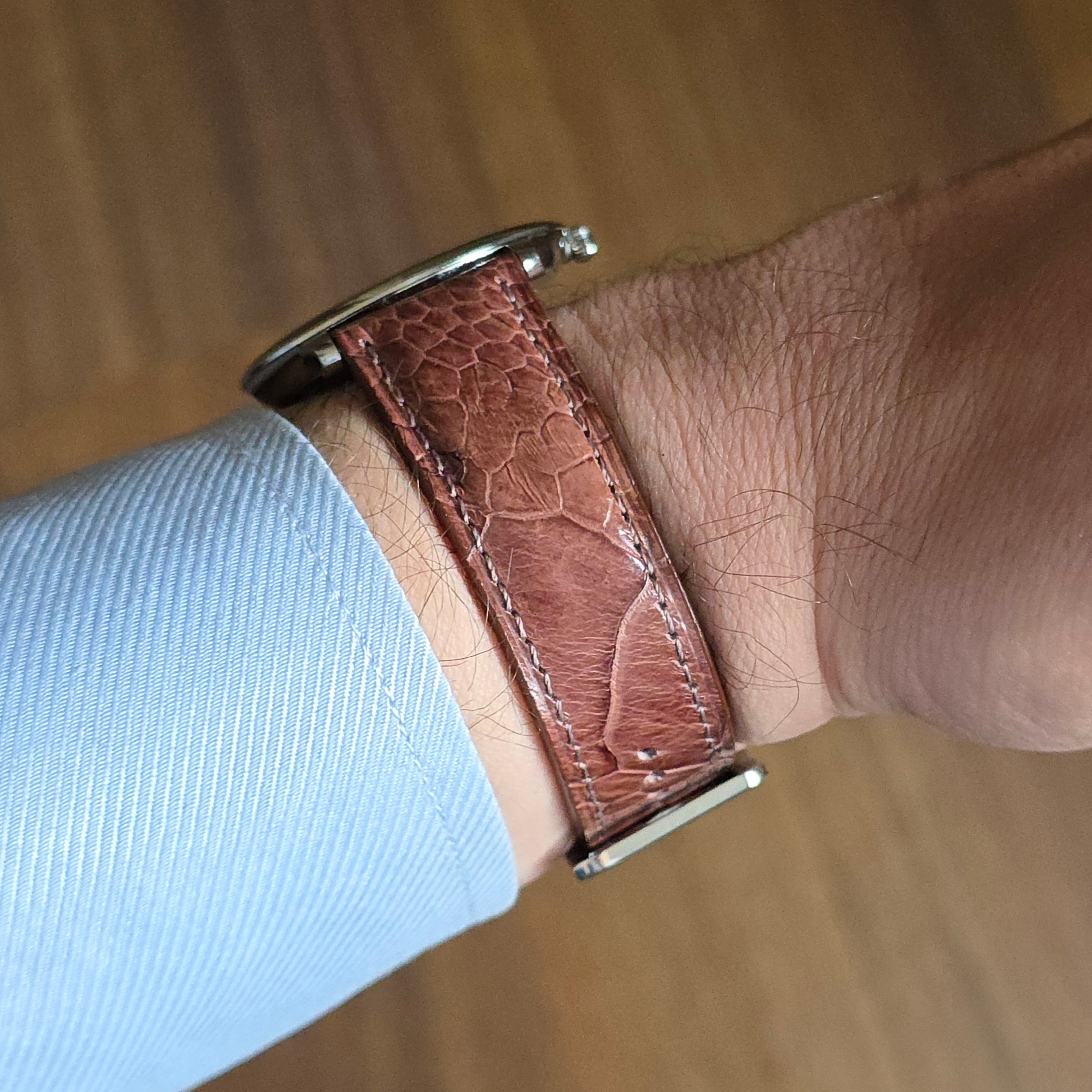 Ostrich Leather Strap -  Brown
