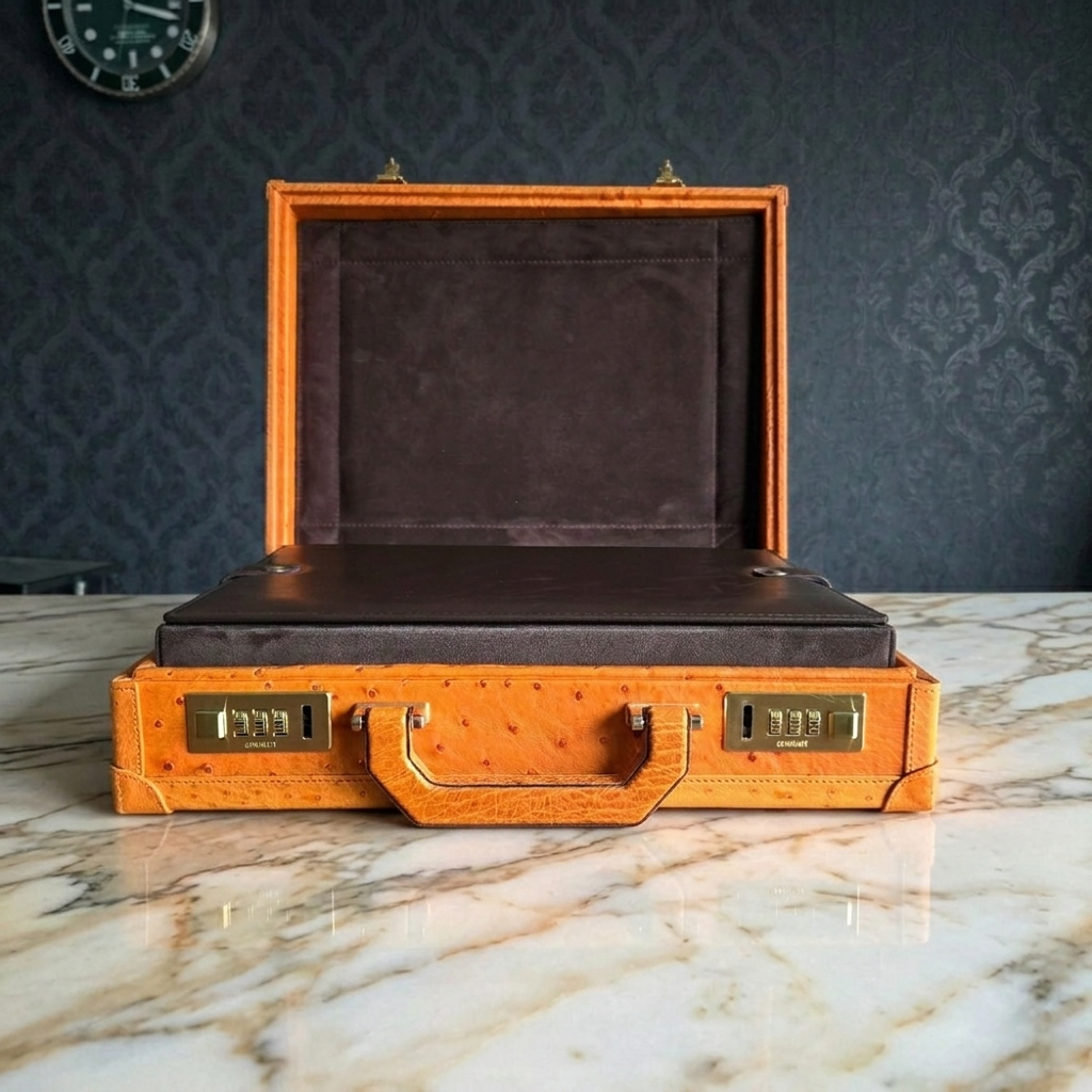 Ostrich Leather Bond Watch Box for 15  / Tan
