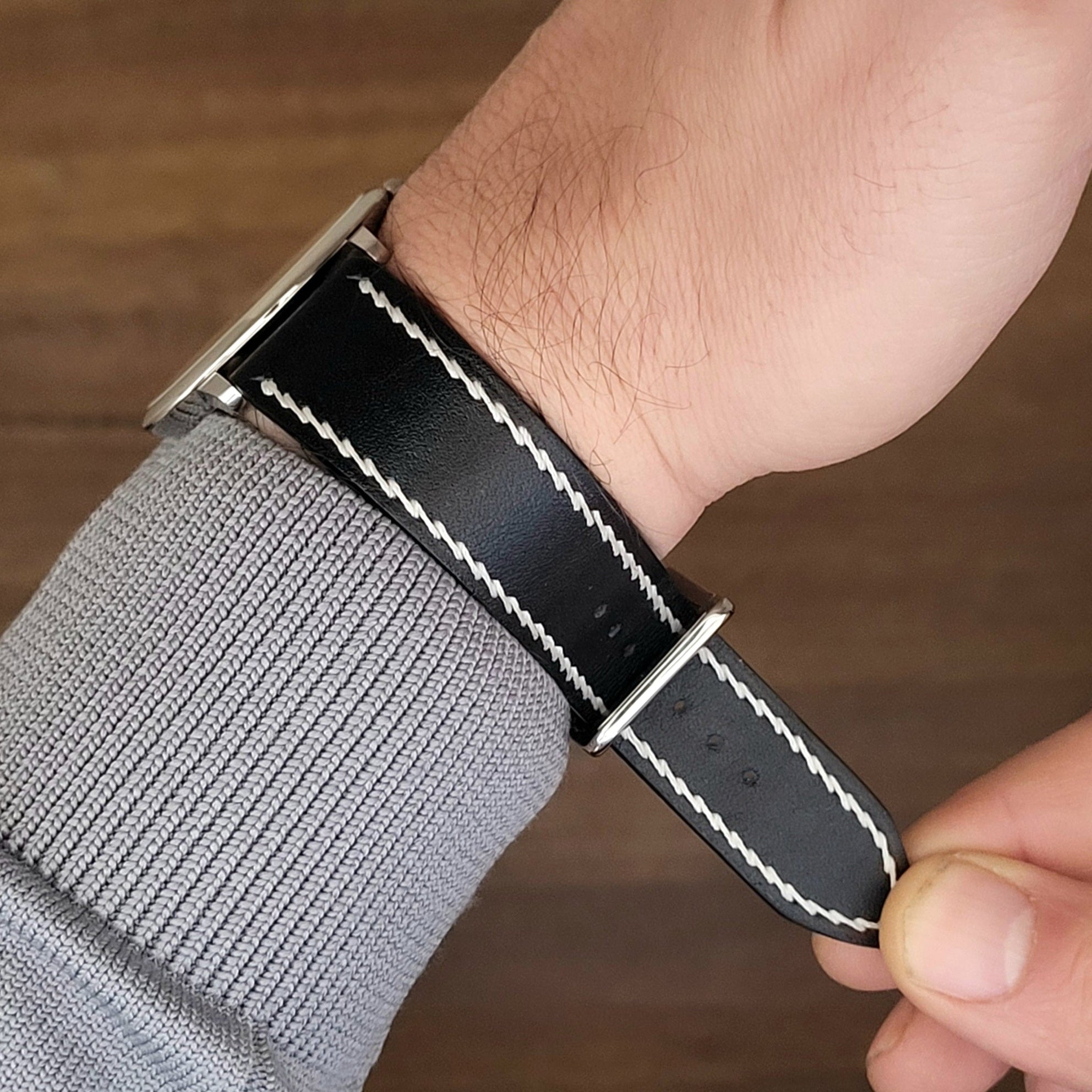 Spanish Style Leather Strap -  Black