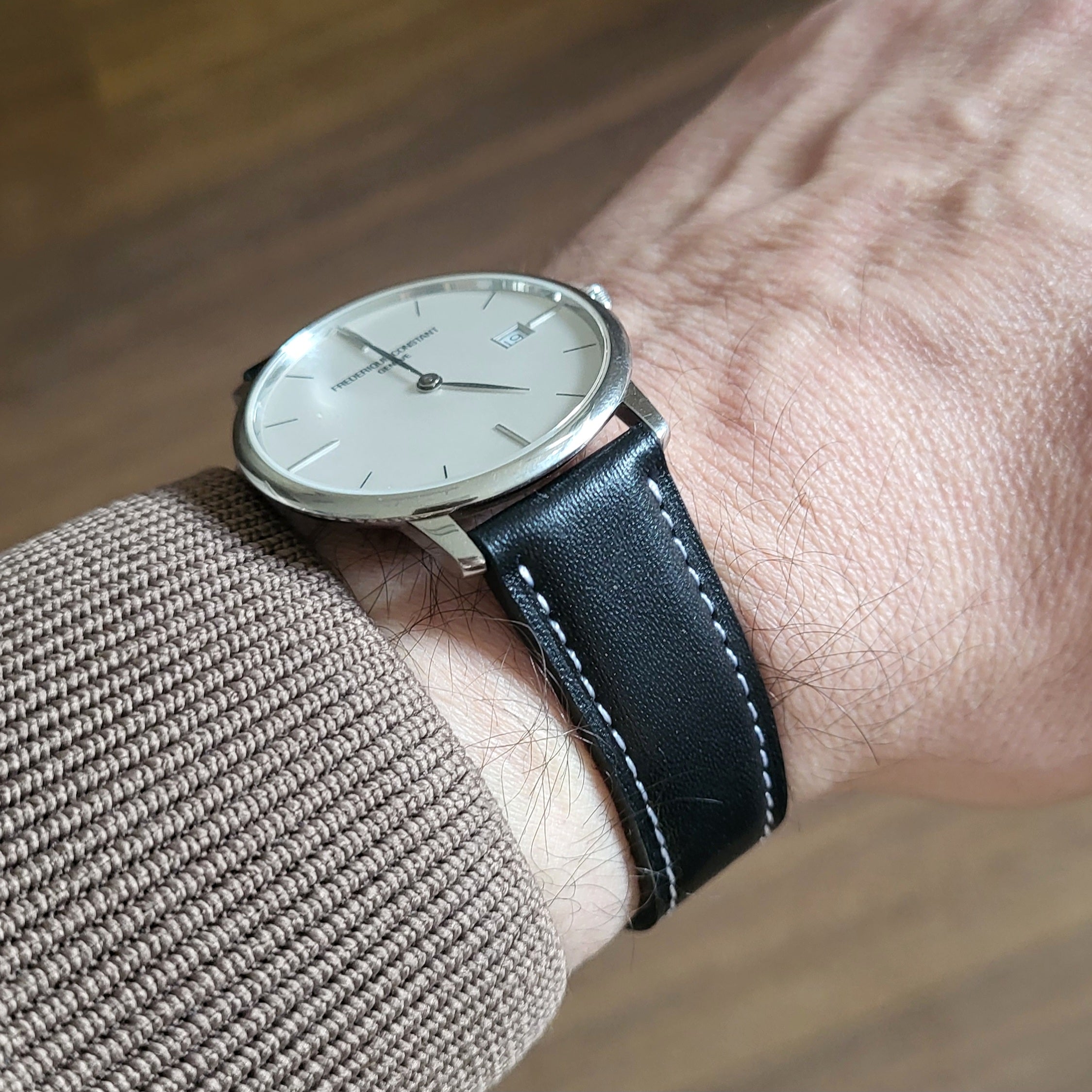 Napa Leather Strap - Black - White
