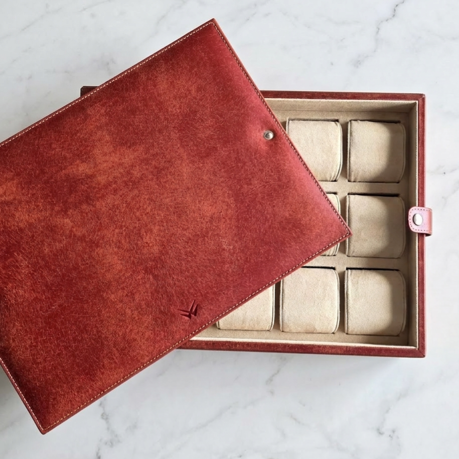 Leather Watch Box for 15  / Brown