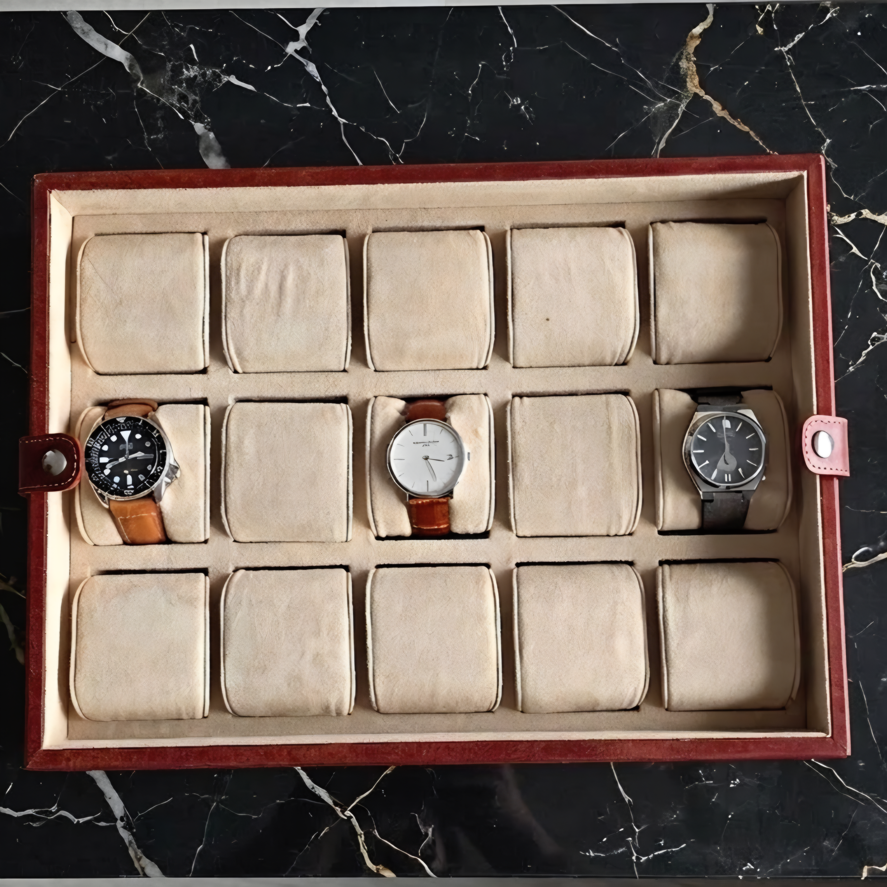 Leather Watch Box for 15  / Brown