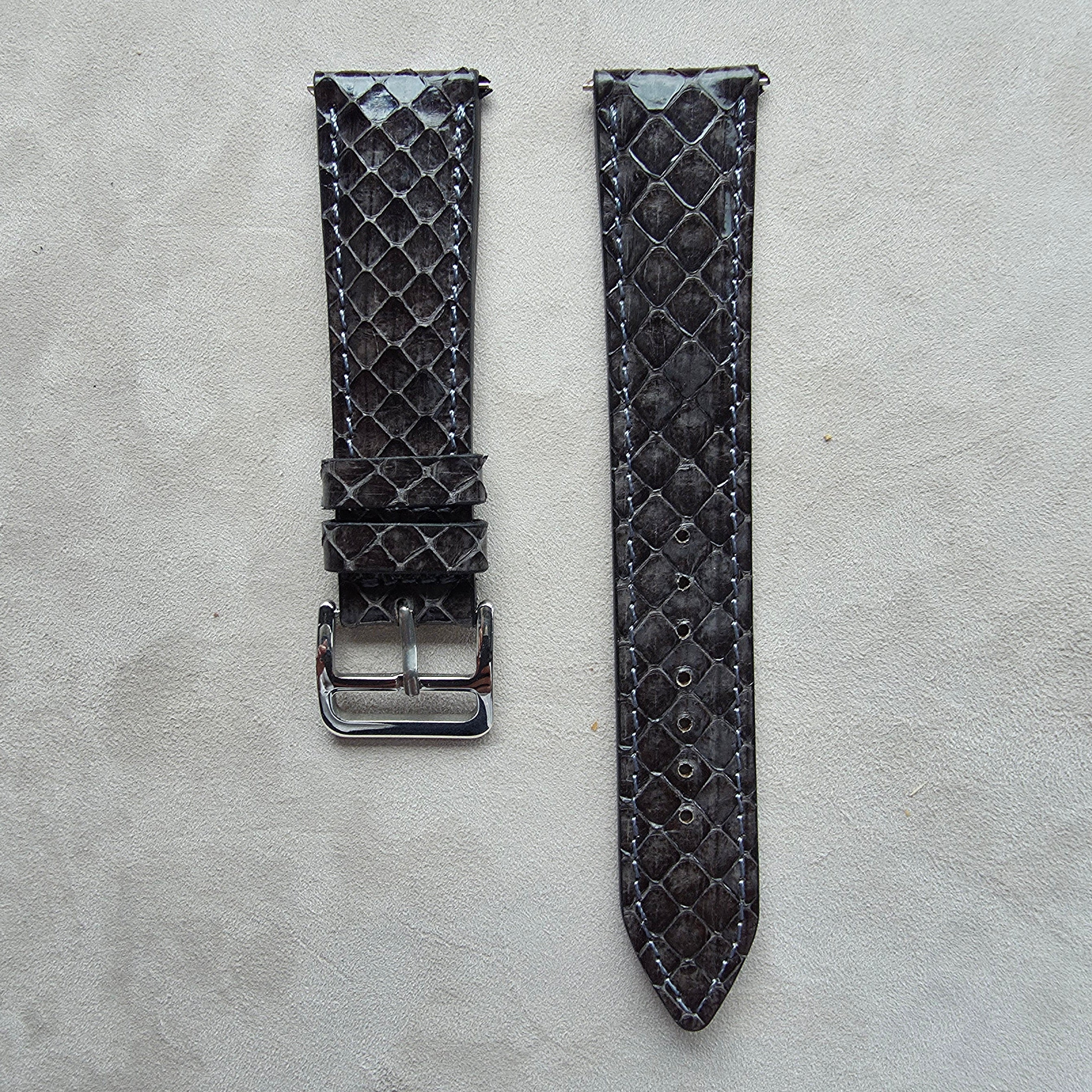 Snakeskin Leather Watch Strap / Antracite