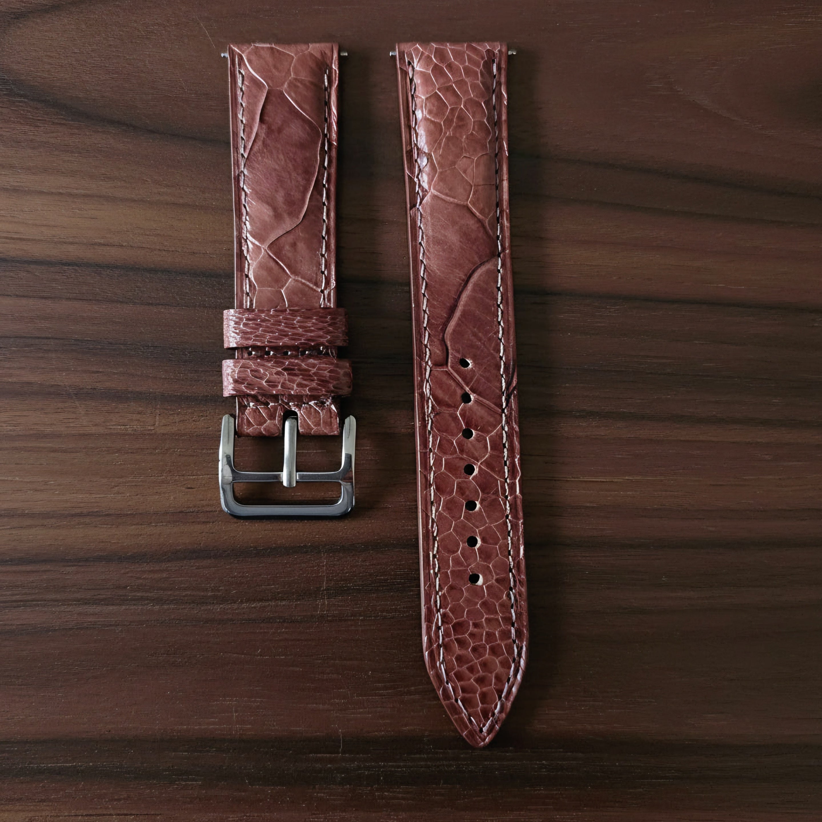 Ostrich Leather Strap -  Brown