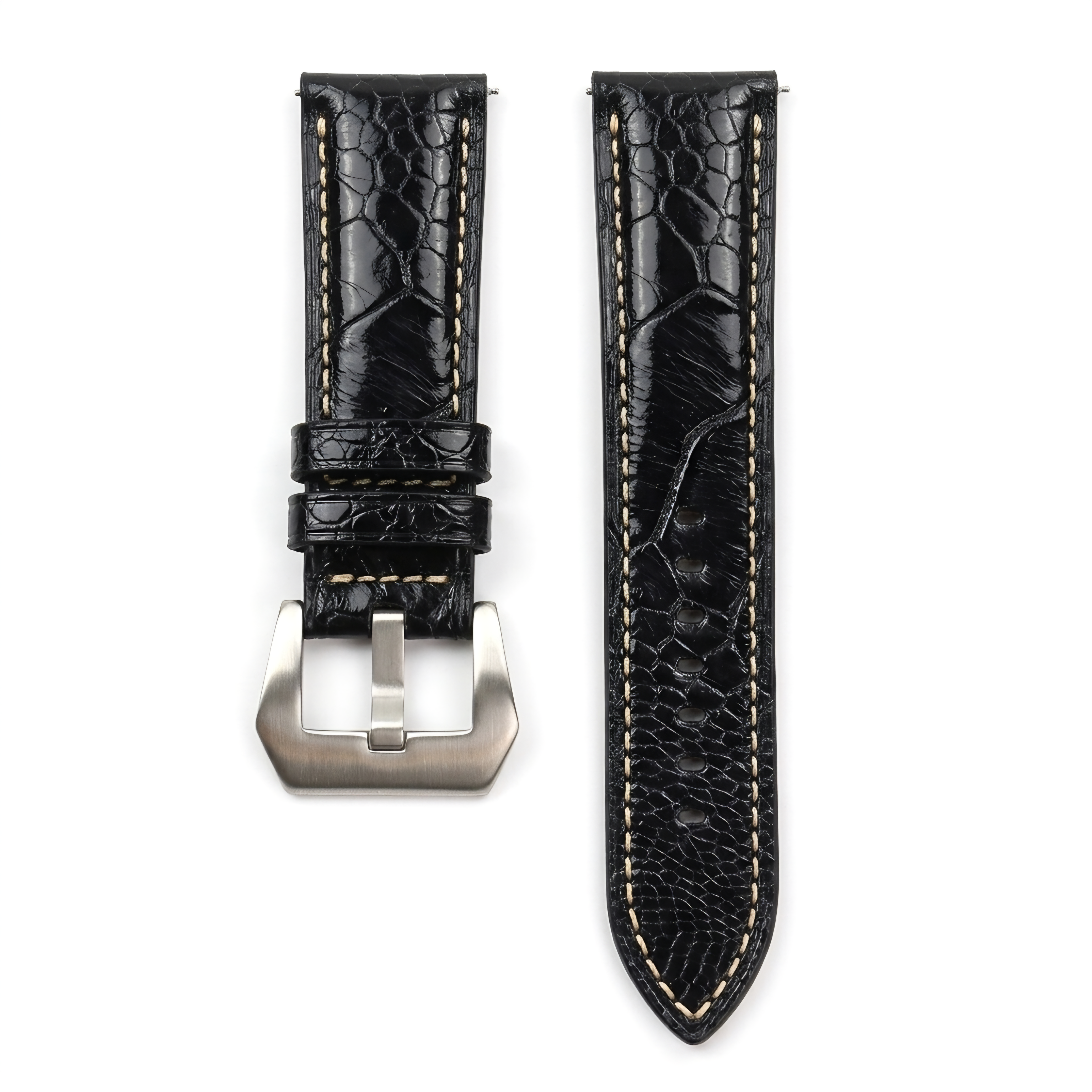 Florentine Series Ostrich Leather Strap / Black