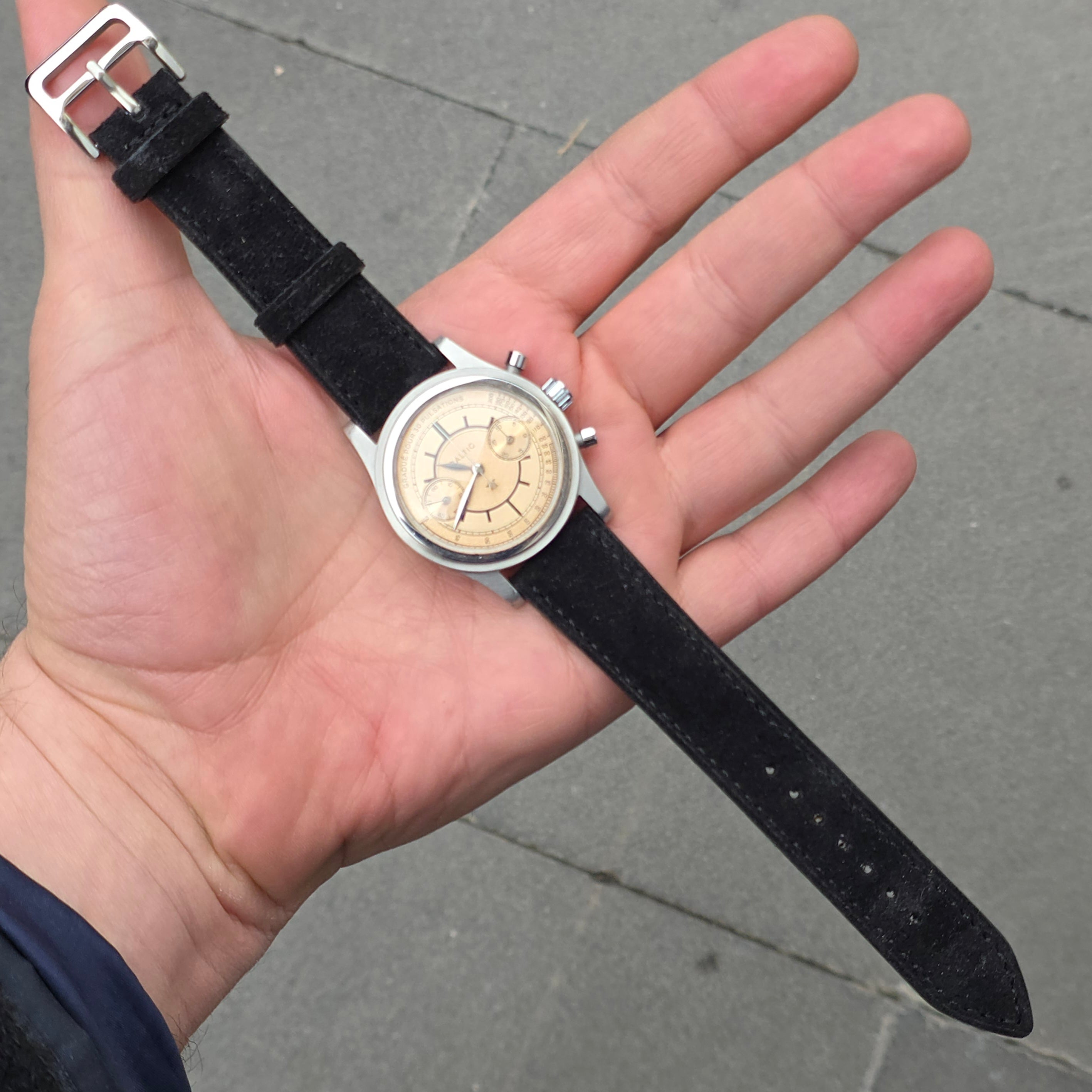 Suede Leather Strap - Black