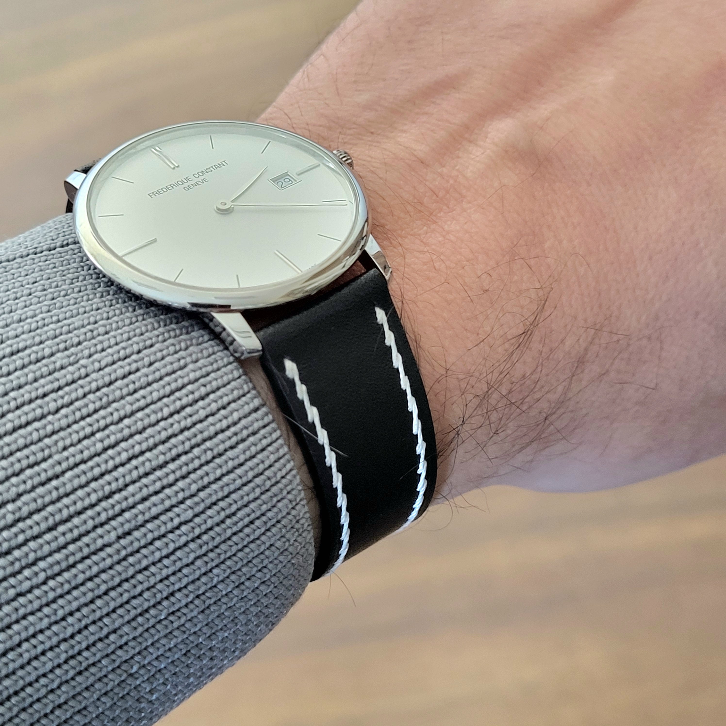 Spanish Style Leather Strap -  Black