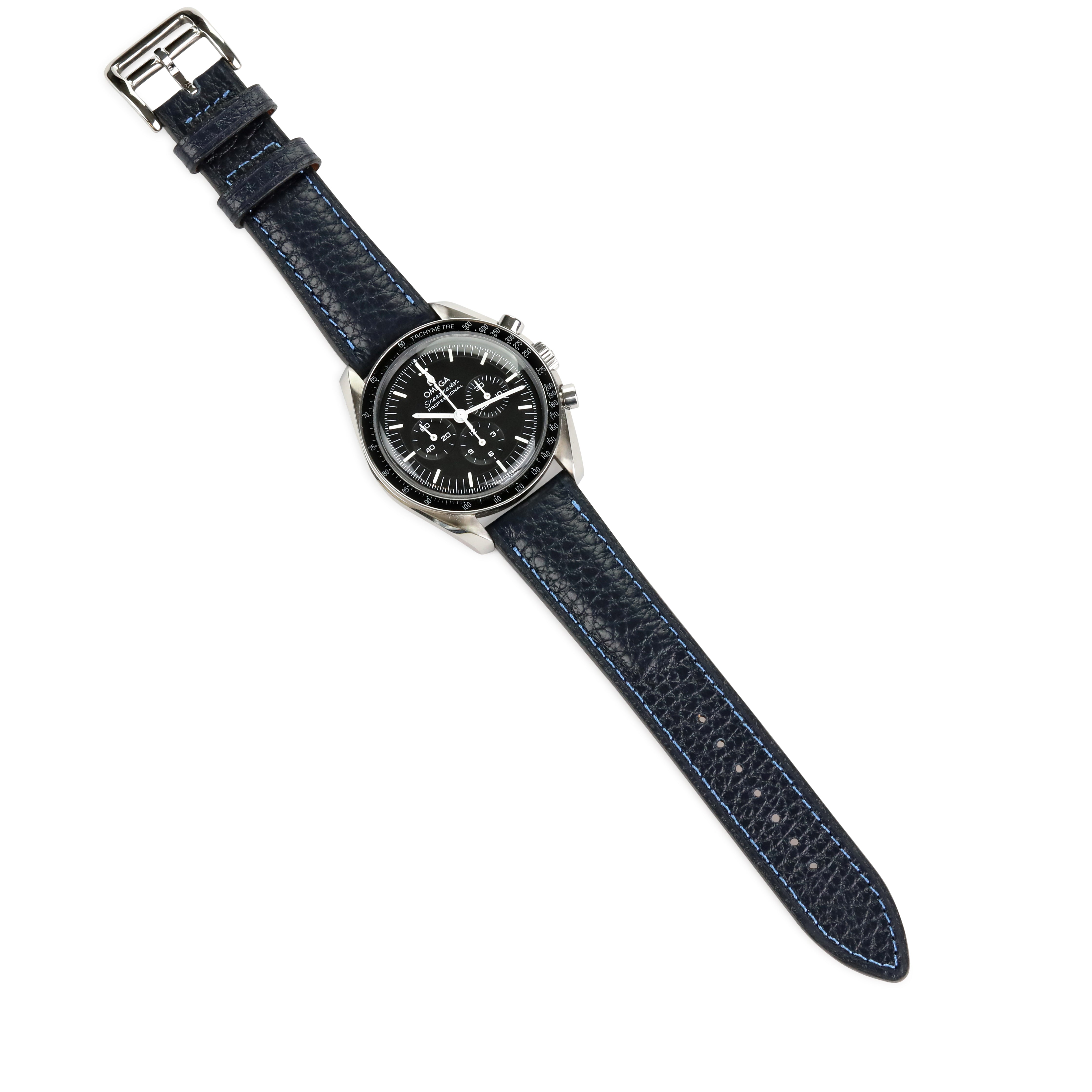 Embossed Leather Strap - D. Blue