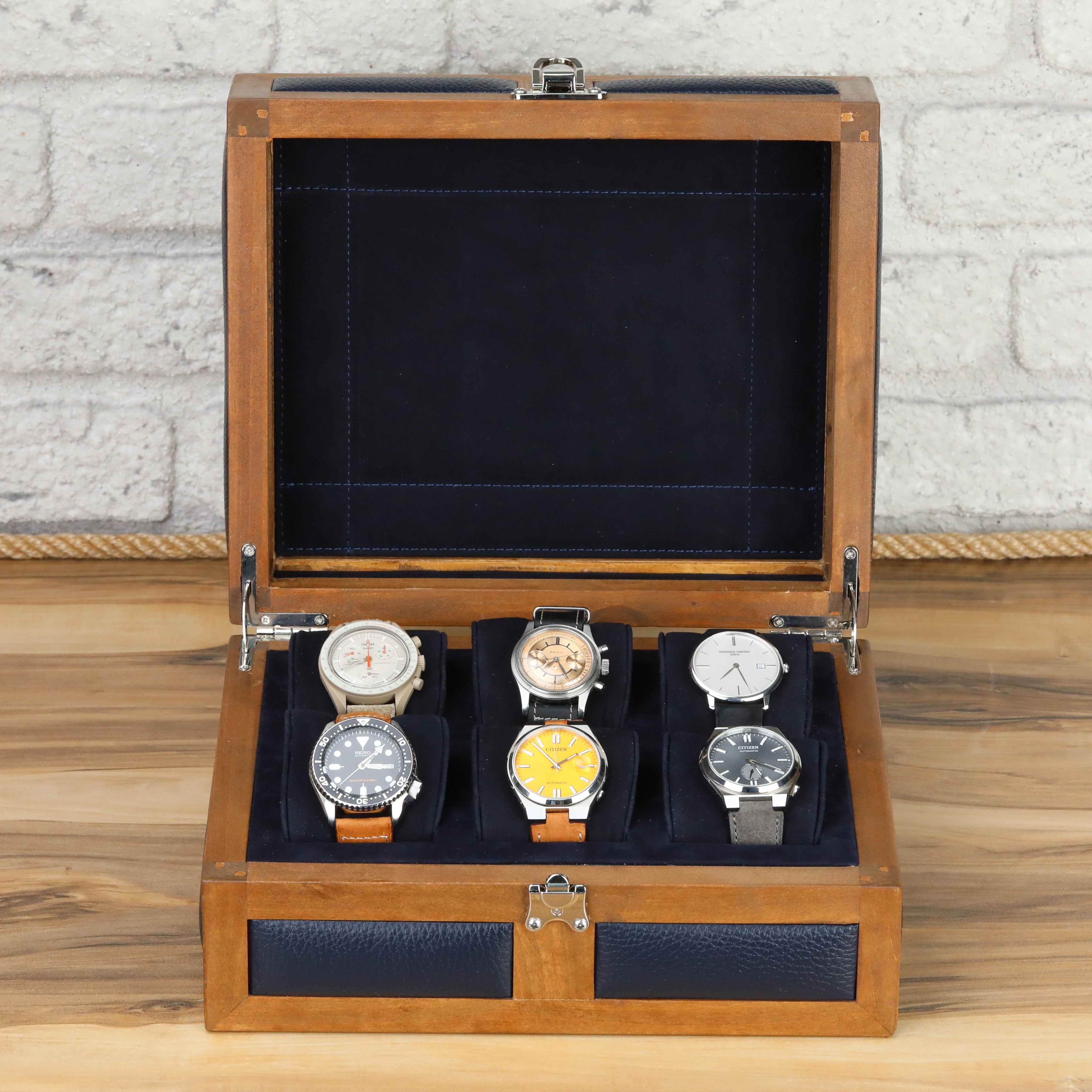 Heritage Wooden Watch Box for 6 / D. Blue