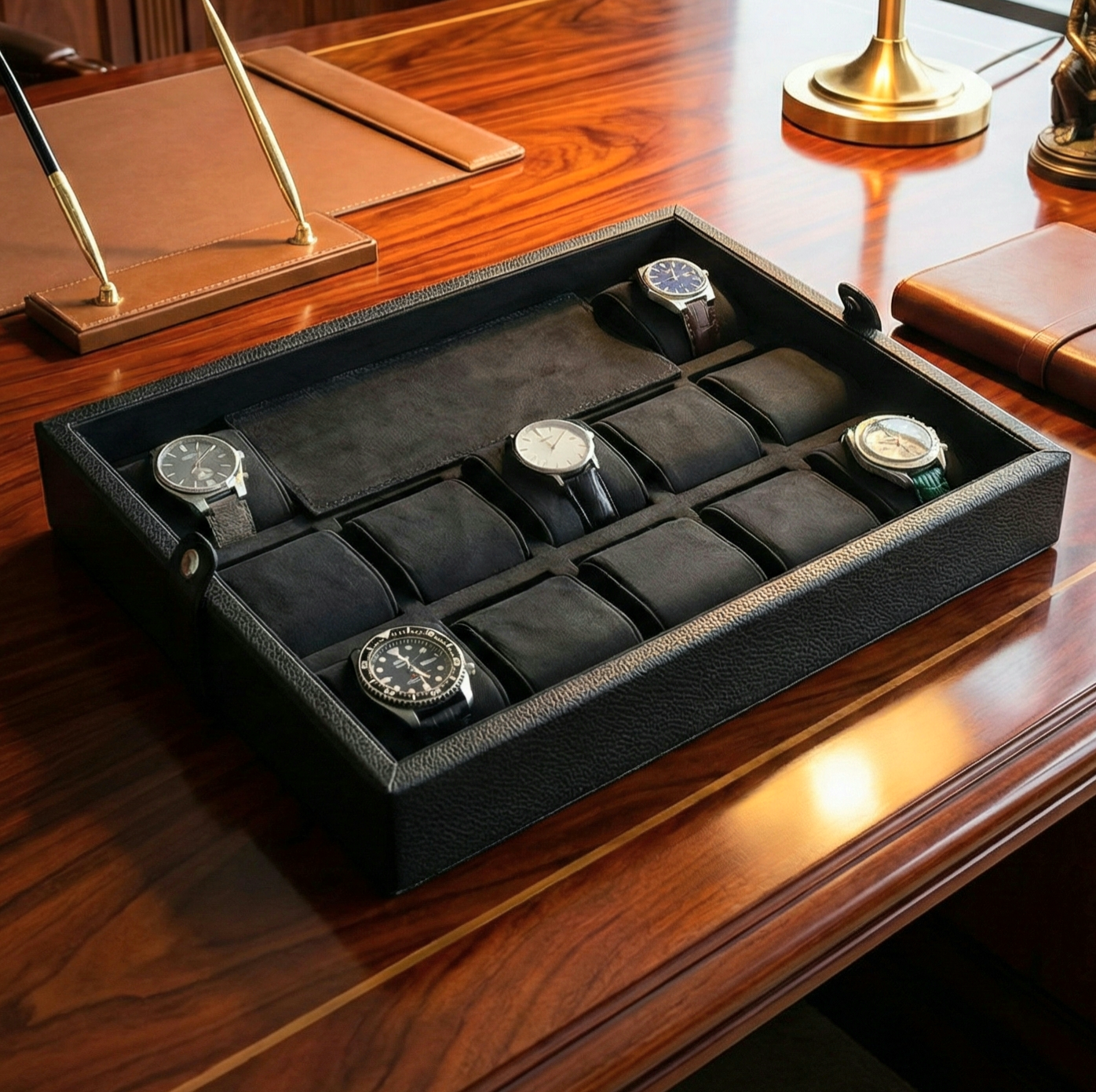 Leather Watch Box for 12  / Black