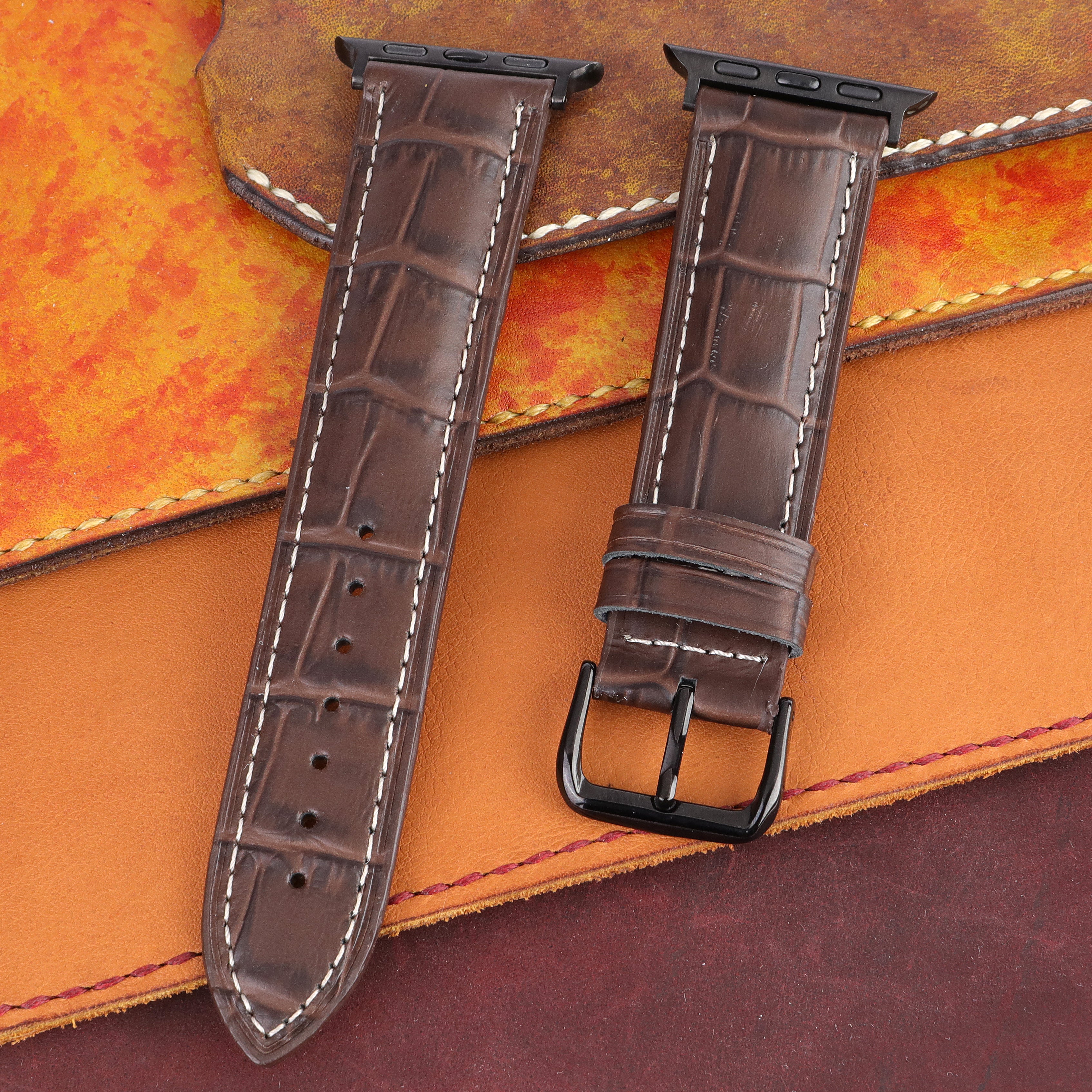 Apple Watch Compatible Leather Strap -  Brown