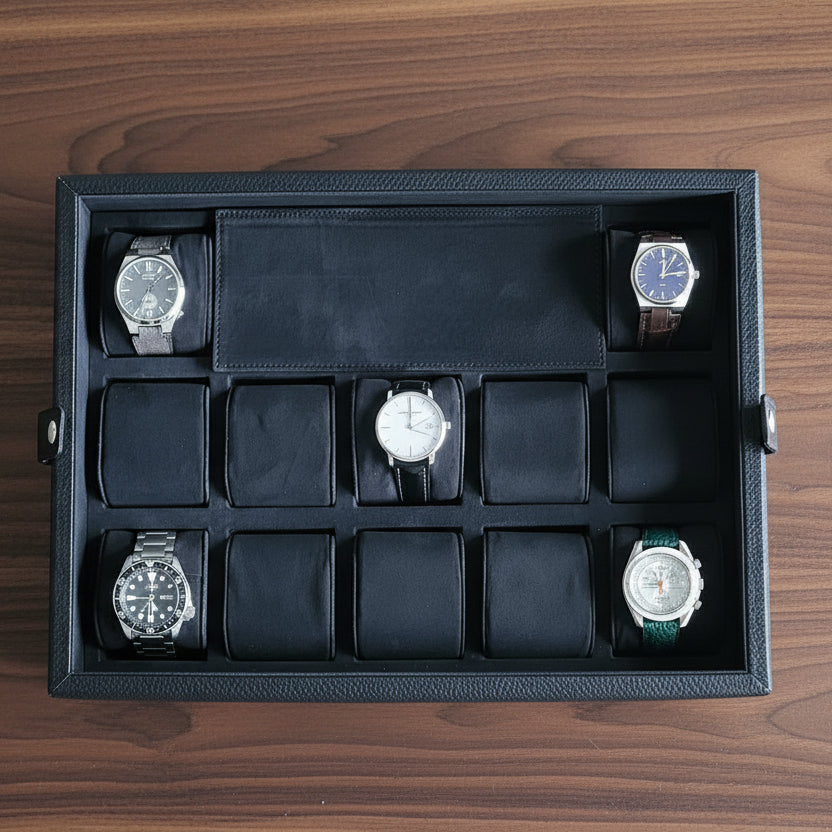 Leather Watch Box for 12  / Black