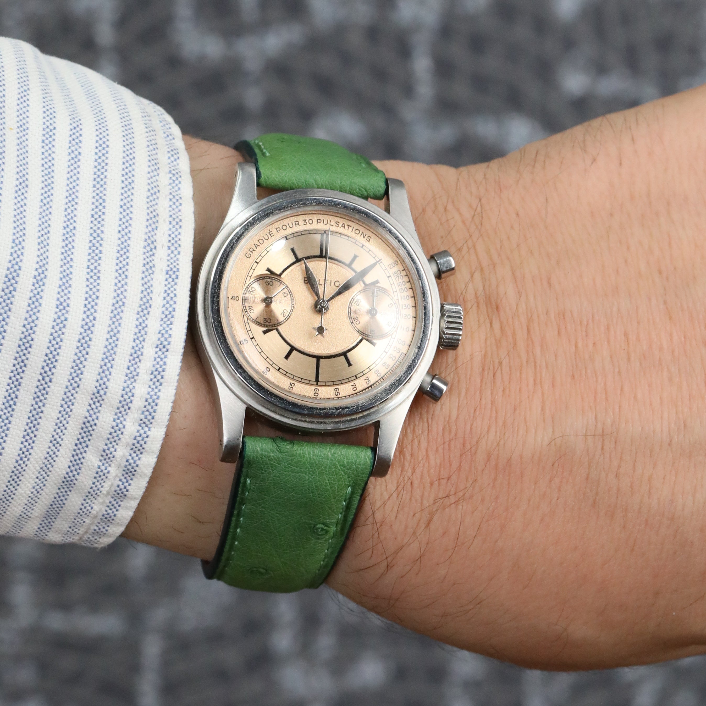 Ostrich Leather Strap -  Green