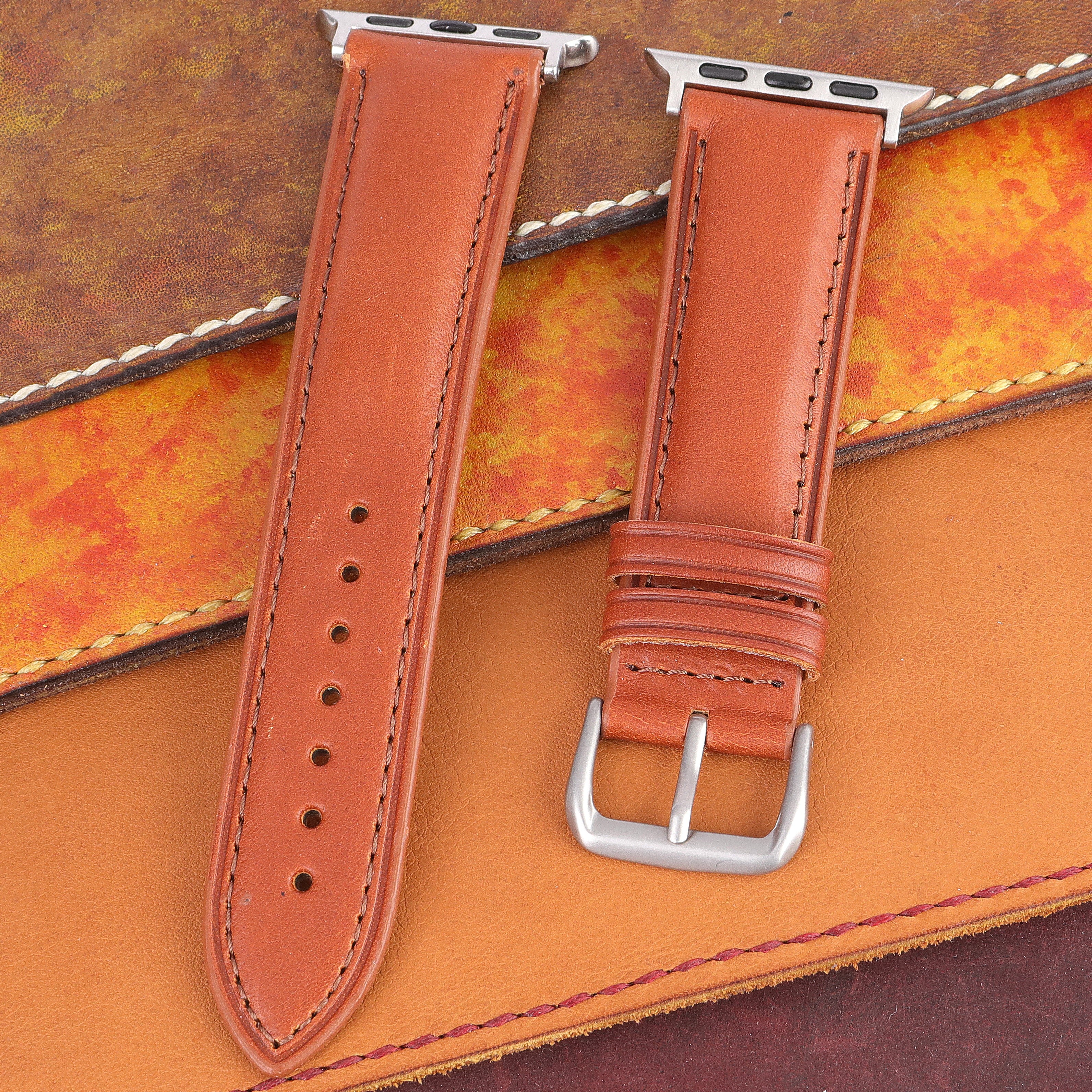 Apple Watch Compatible Leather Strap -  Tan