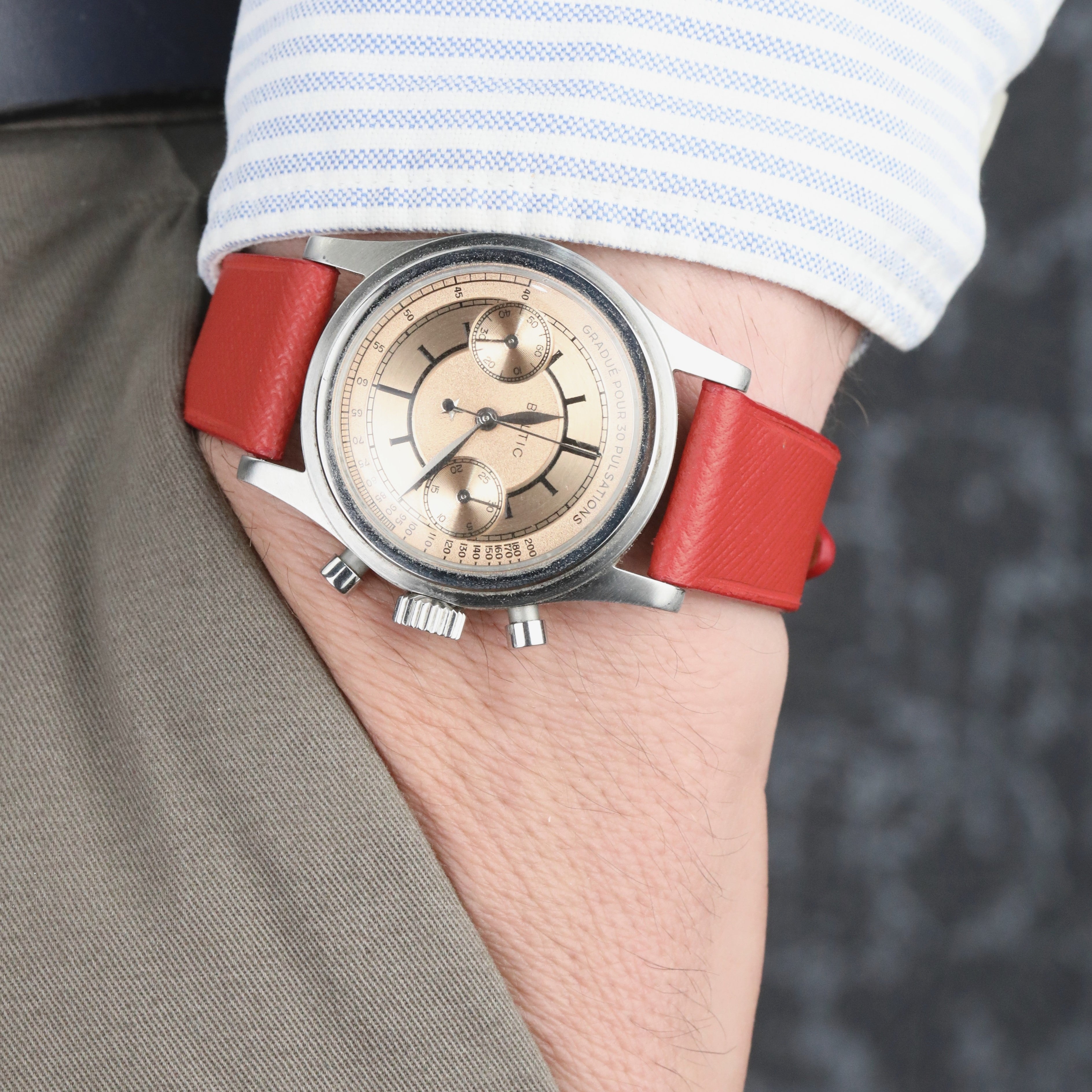 Saffiano Emboosed Leather Watch Strap - Red