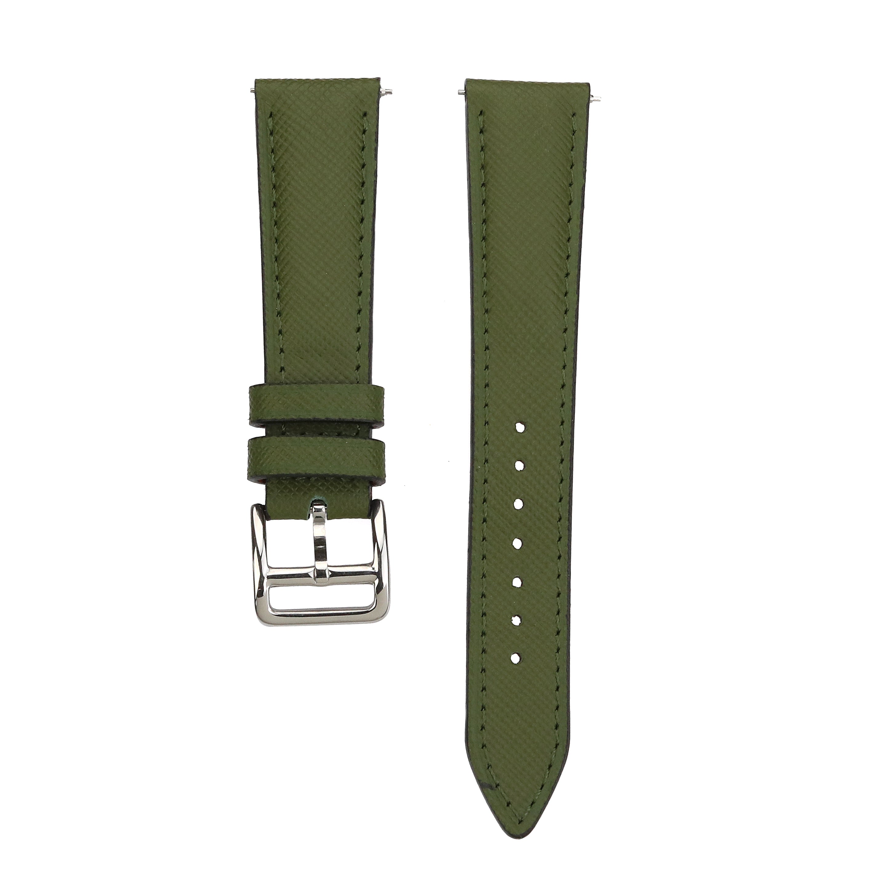 Saffiano Emboosed Leather Watch Strap -Green