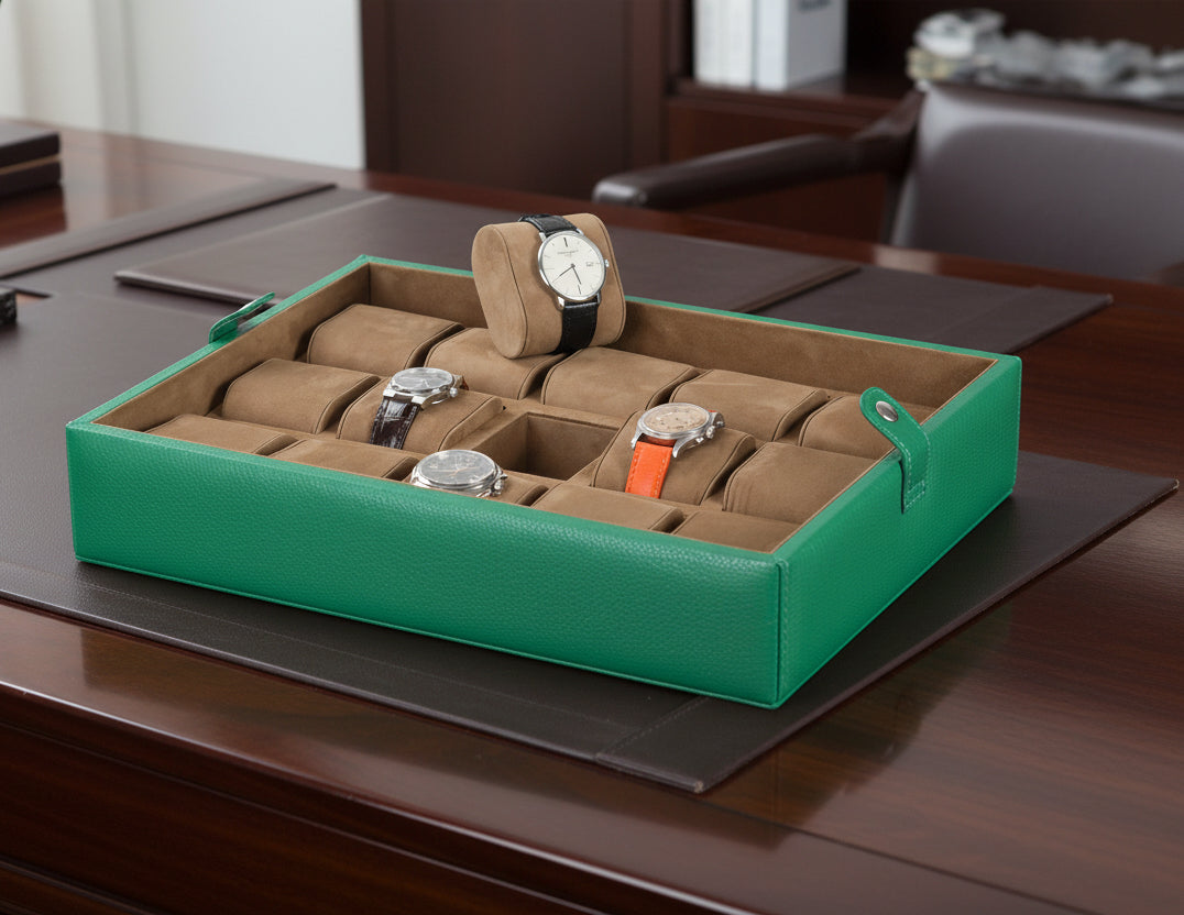 Leather Watch Box for 15  / Green (Mocha)