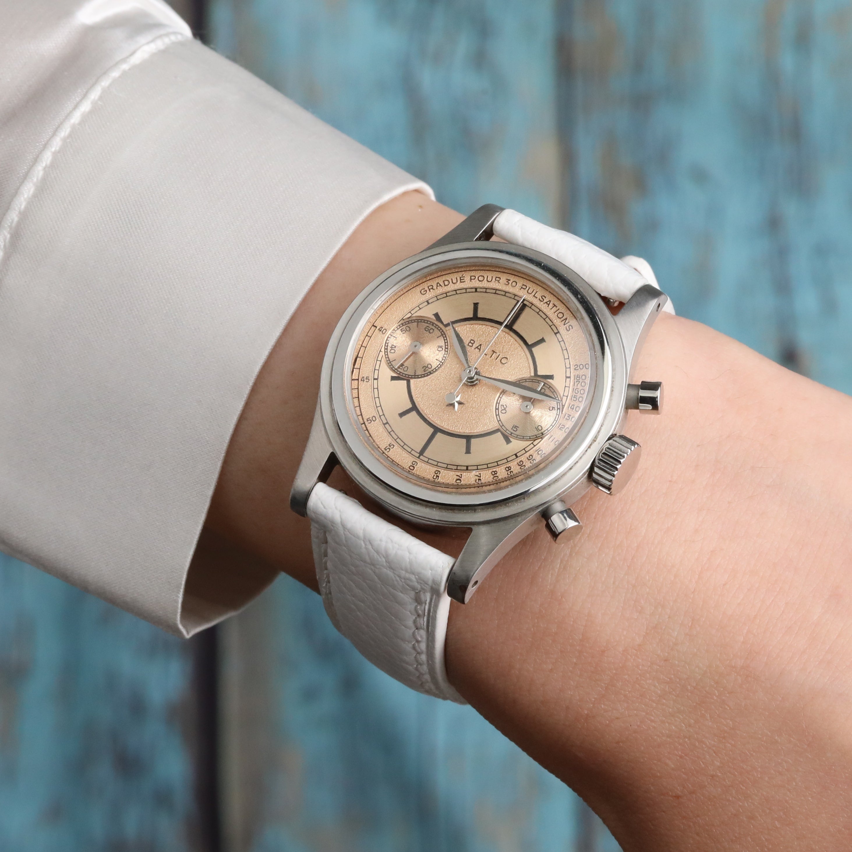 Embossed Leather Strap - White