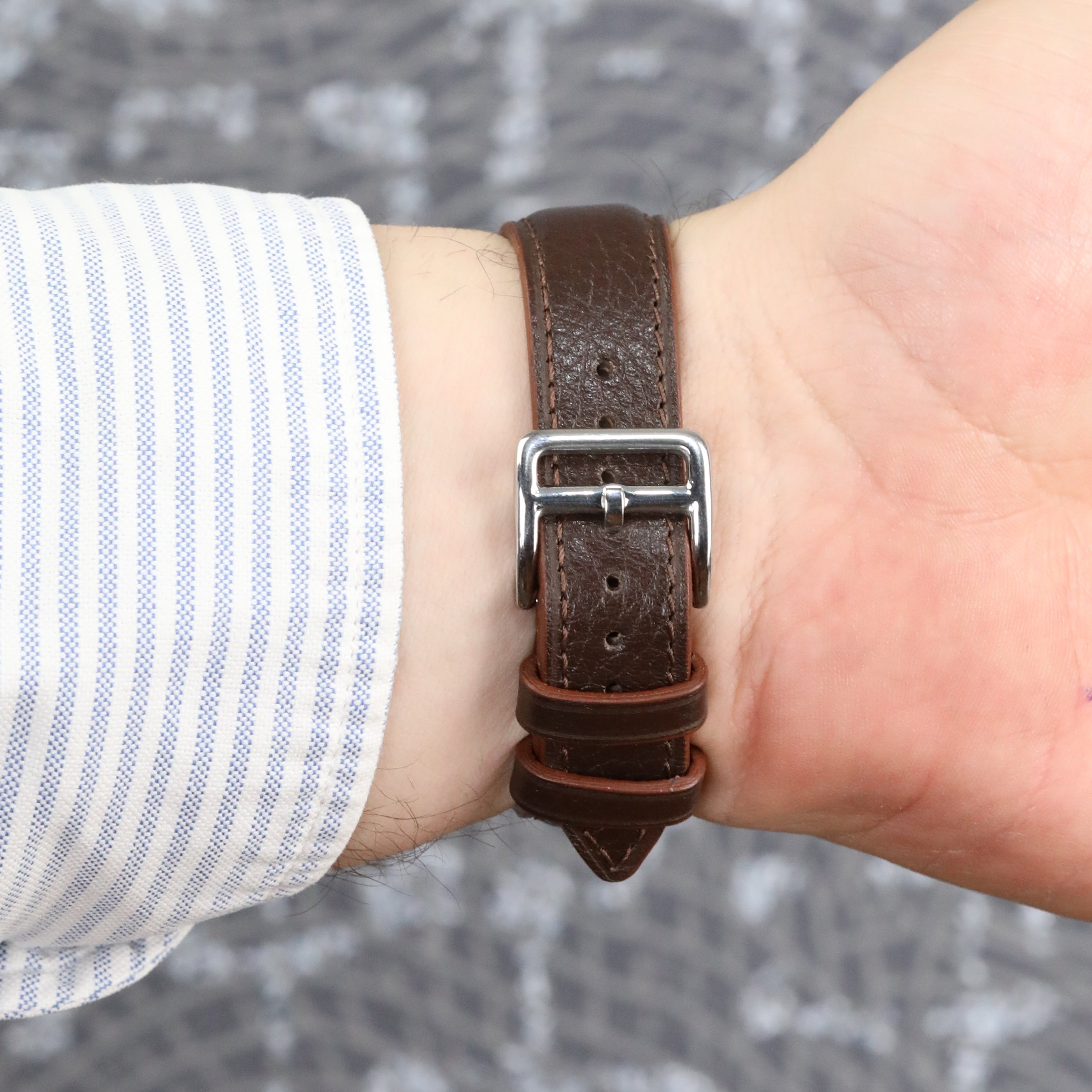 Embossed Leather Strap - Brown
