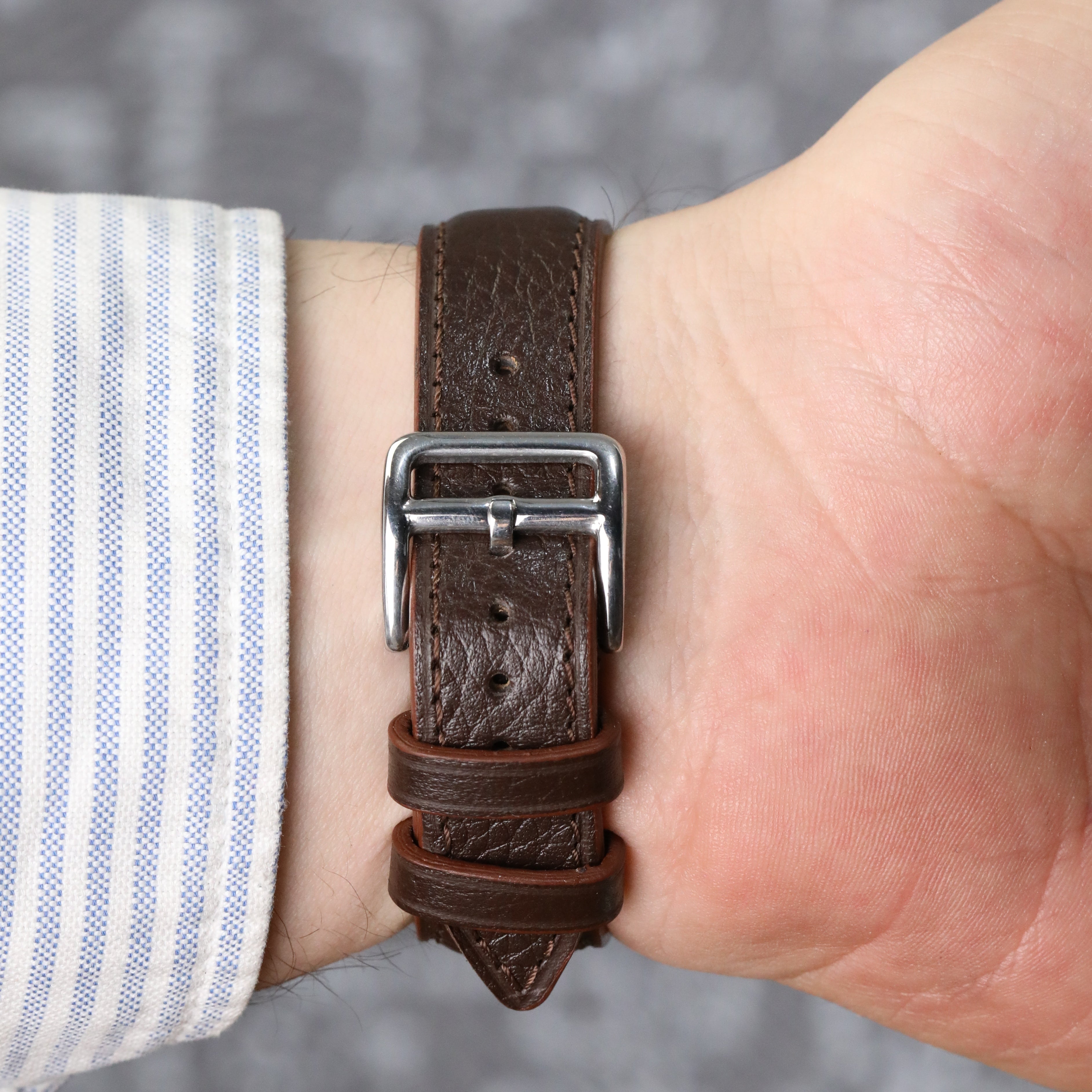Embossed Leather Strap - Brown