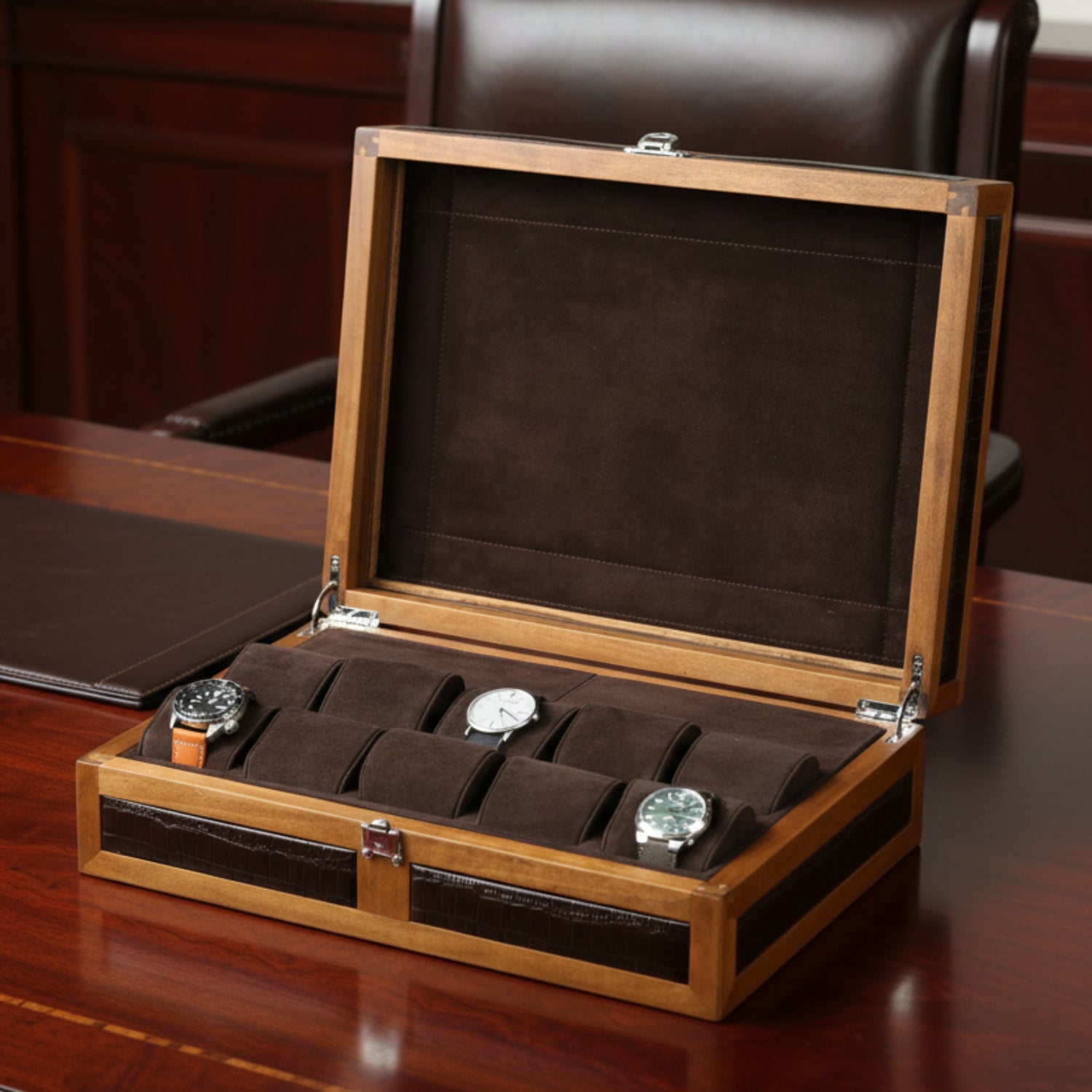 Heritage Wooden Watch Box for 10  / Brown
