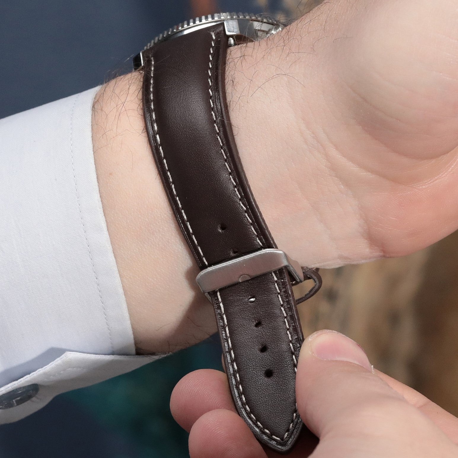 Alaturka Leather Strap / Brown - White