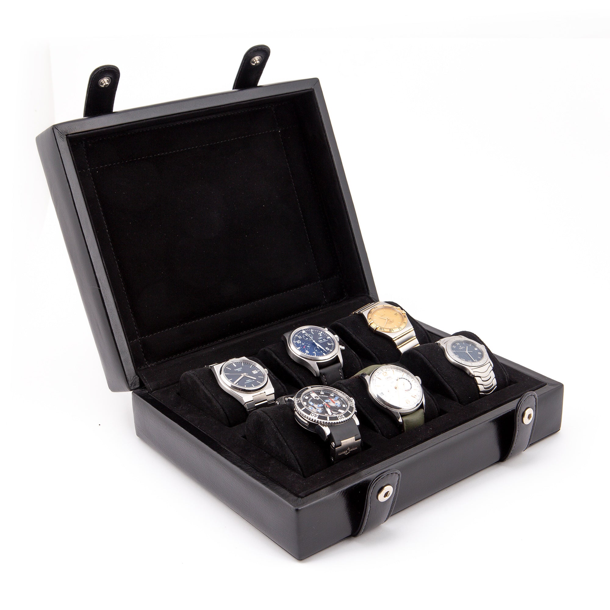 Leather Watch Box for 6  / Black