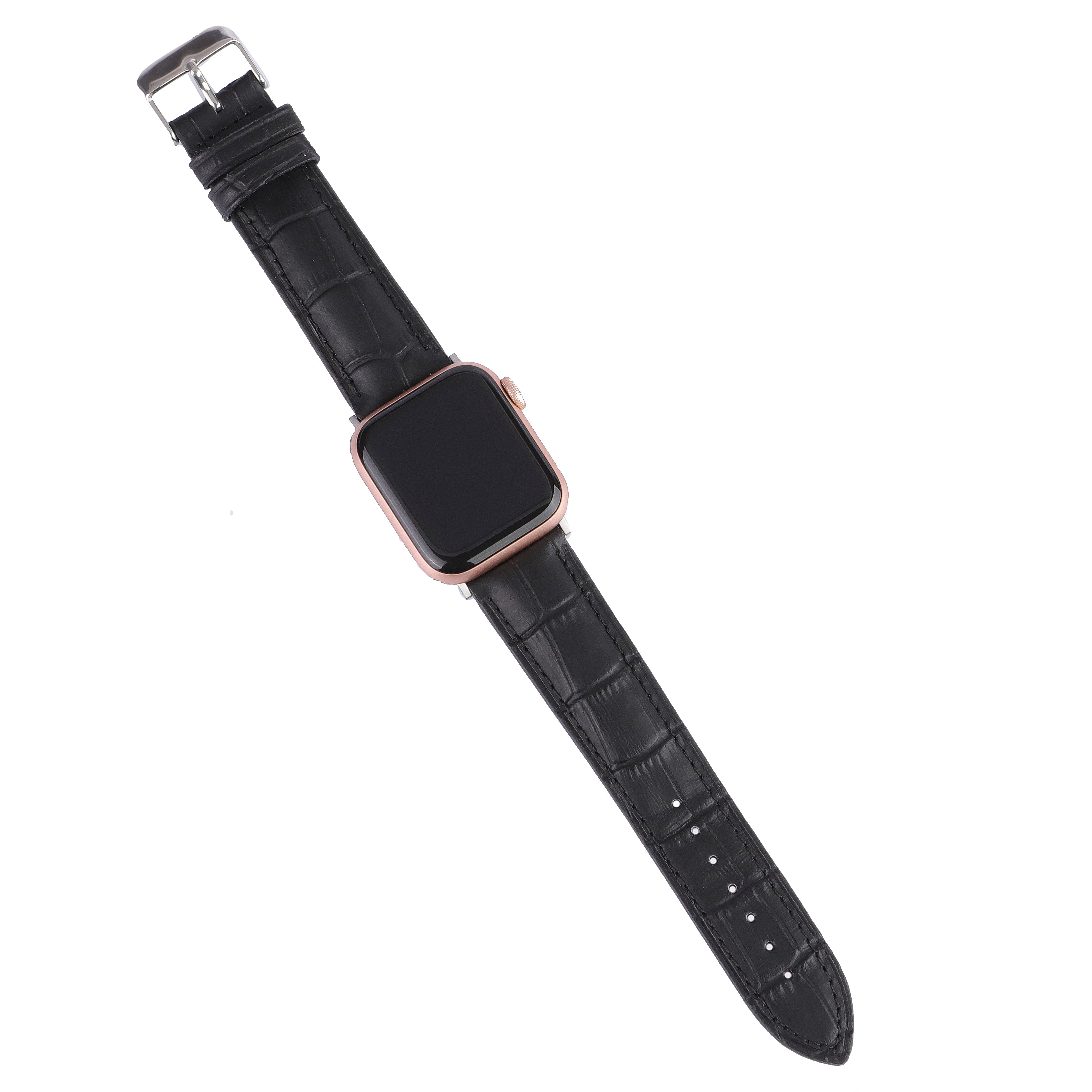 Apple Watch Compatible Leather Strap -  Black