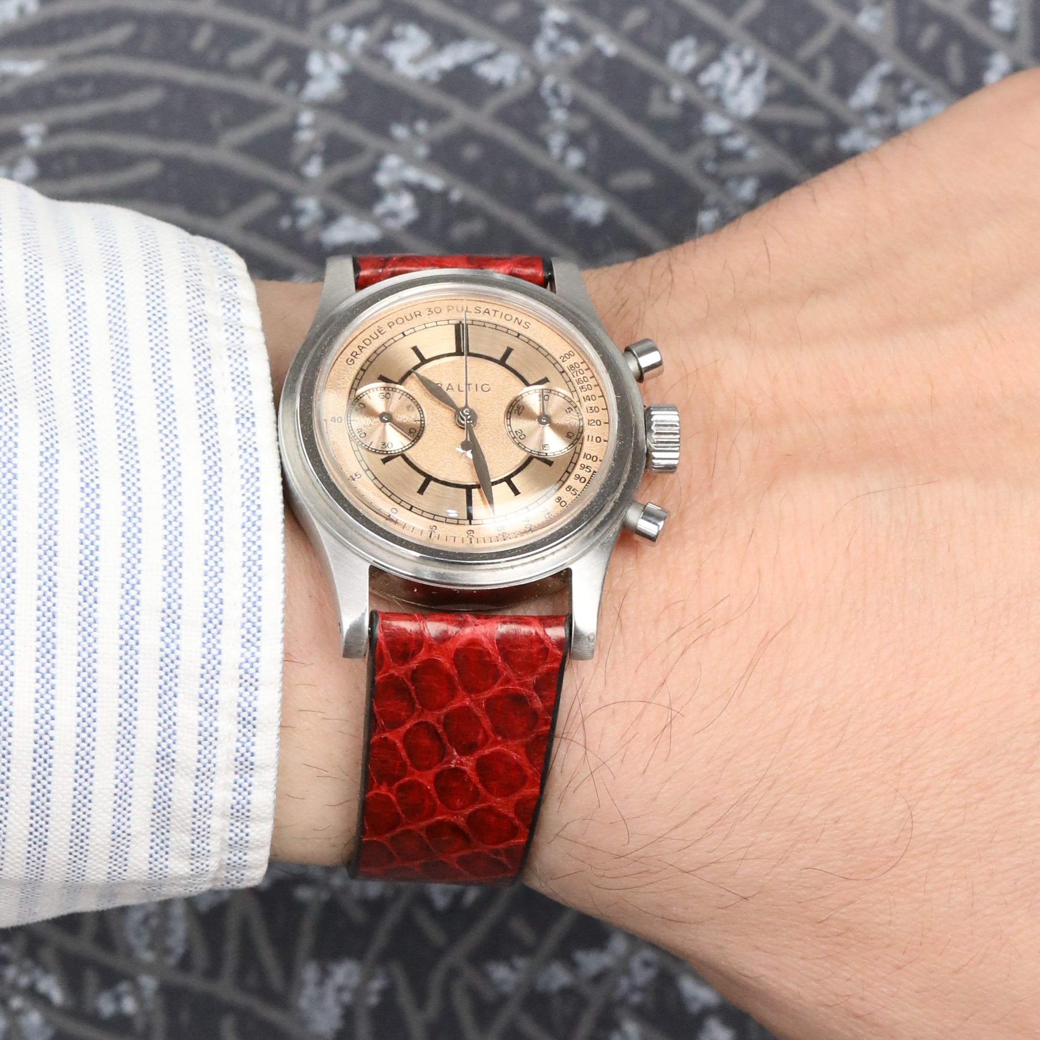 Snake Leather Watch Strap - Burgundy