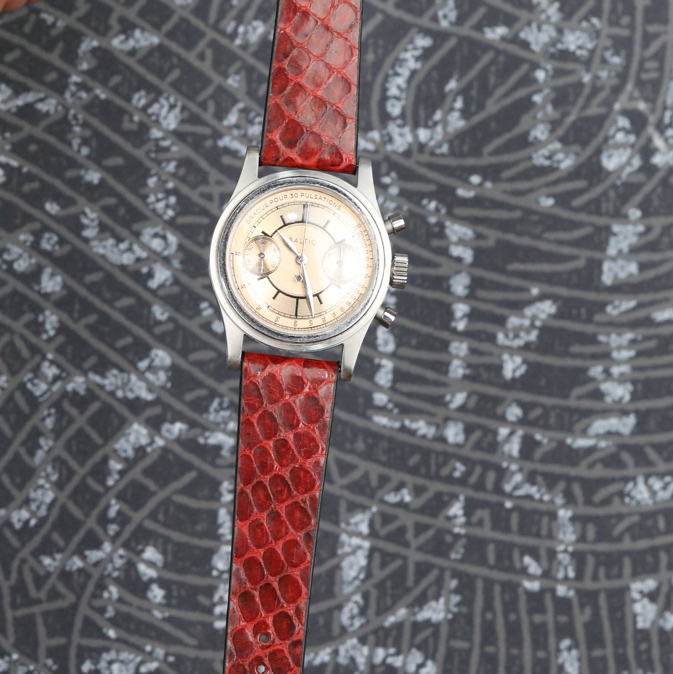 Snake Leather Watch Strap - Burgundy